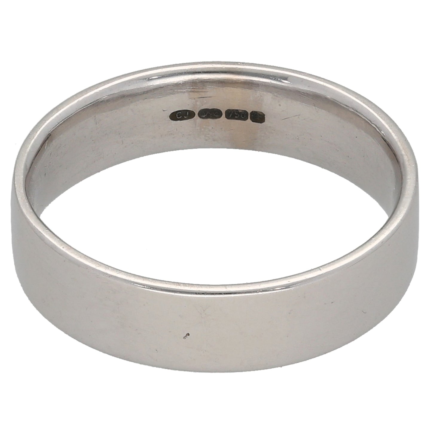 18ct White Gold 0.01ct Diamond Plain Wedding Ring Size M