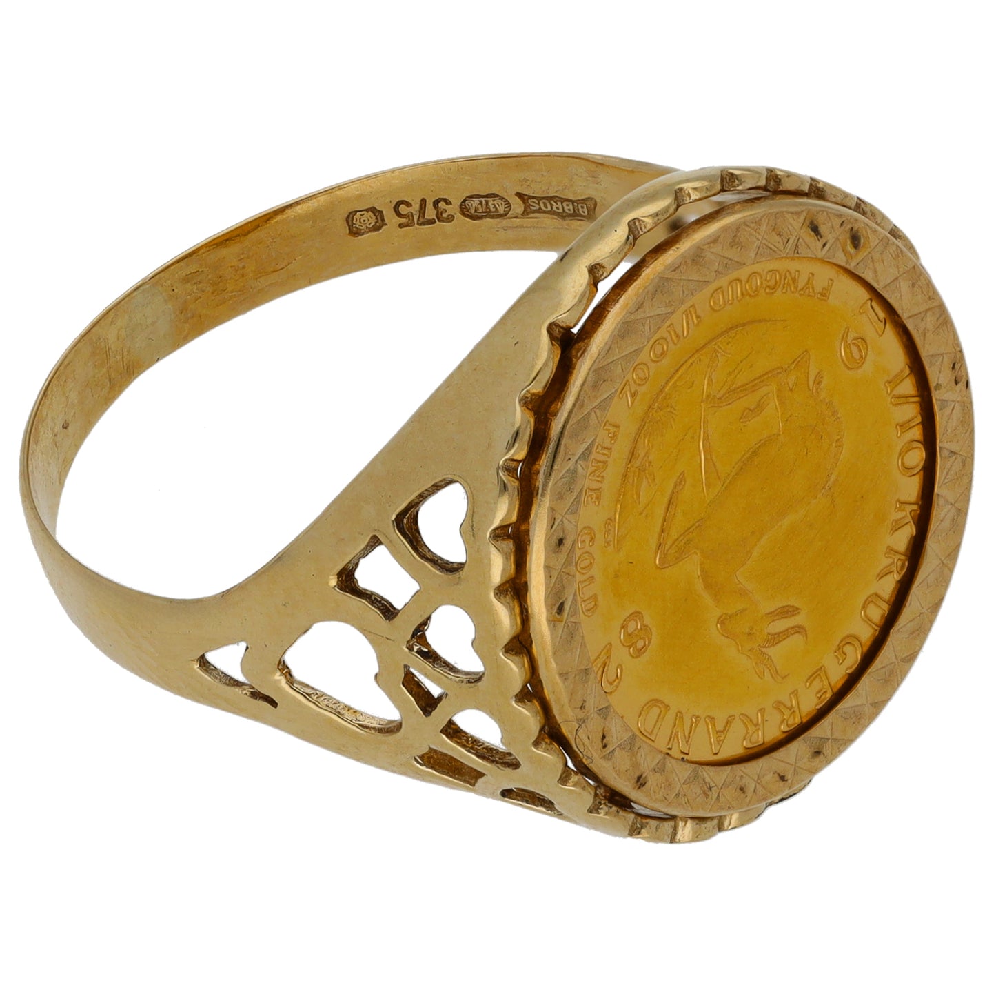 9ct Gold 1/10 OZ Krugerrand Coin Ring Size V