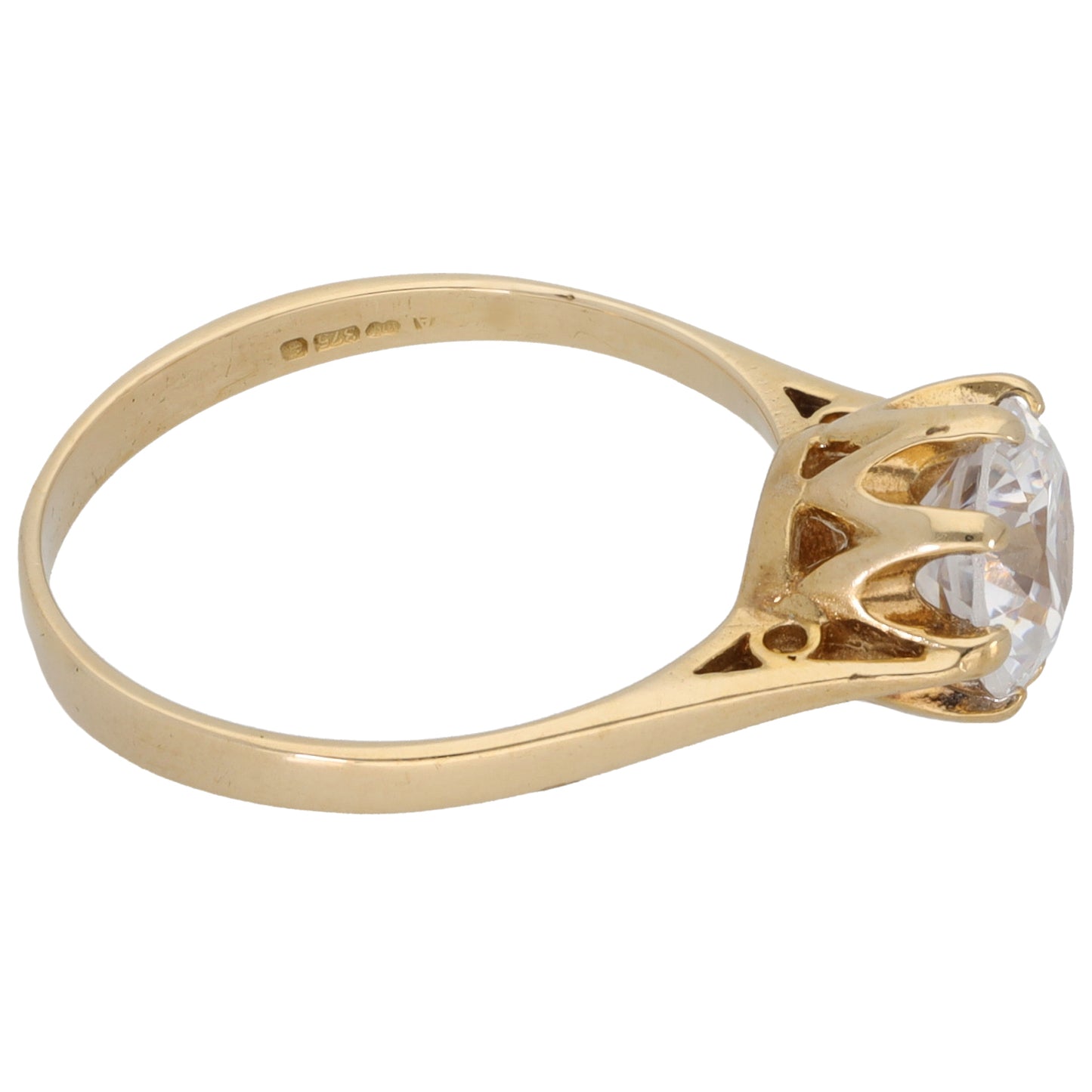 9ct Gold Cubic Zirconia Single Stone Ring Size M