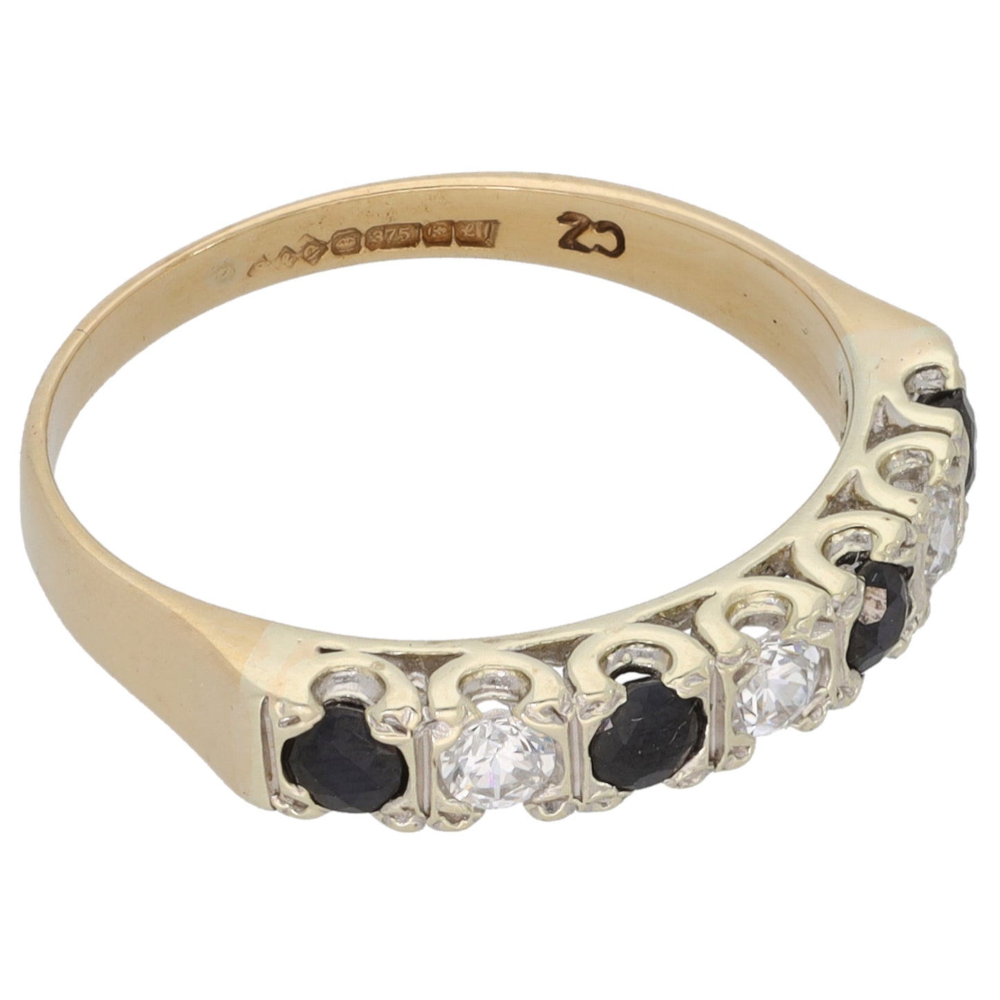 9ct Gold Sapphire & Cubic Zirconia Eternity Ring Size M