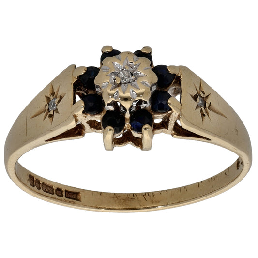 9ct Gold Sapphire & 0.015ct Diamond Dress/Cocktail Ring Size L