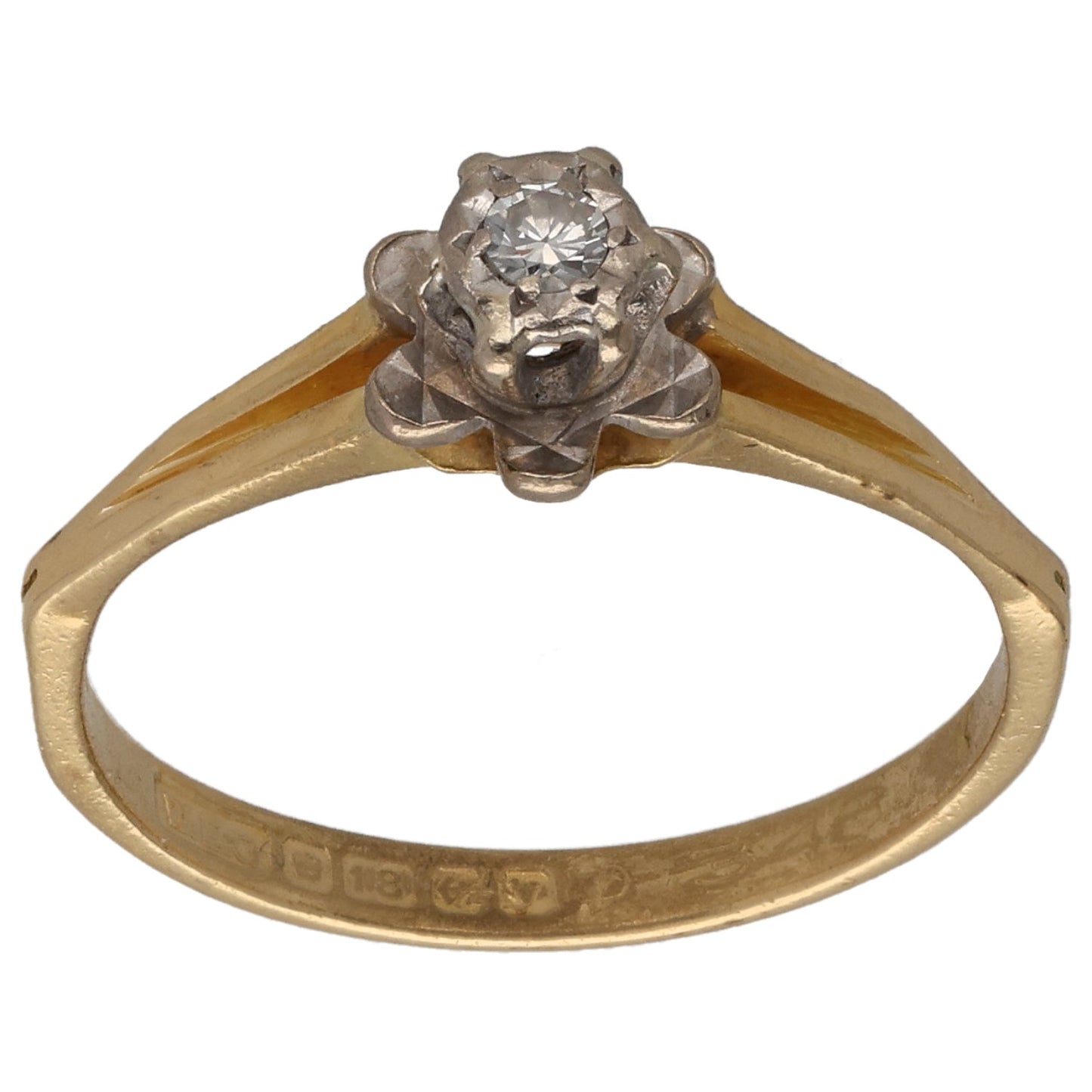 18ct Gold 0.04ct Diamond Solitaire Ring Size N