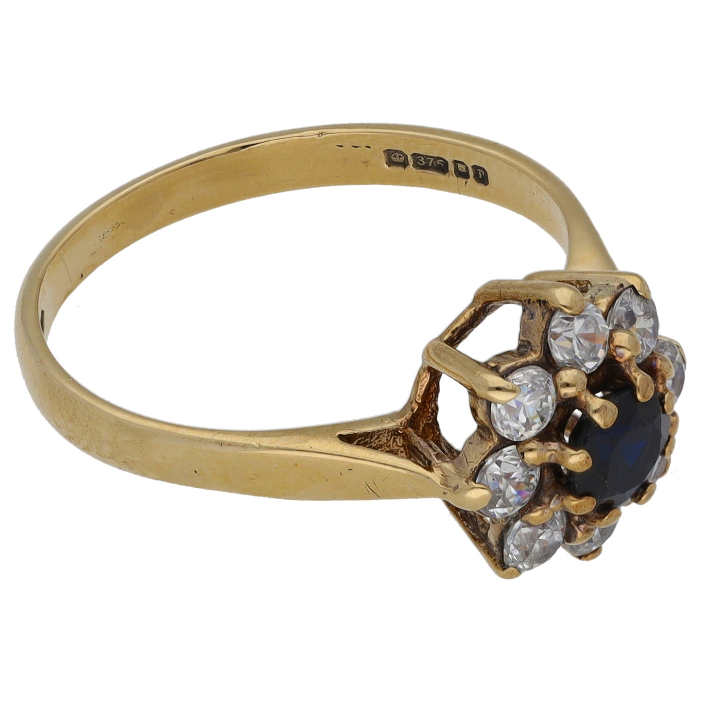9ct Gold Sapphire & Cubic Zirconia Dress/Cocktail Ring Size M
