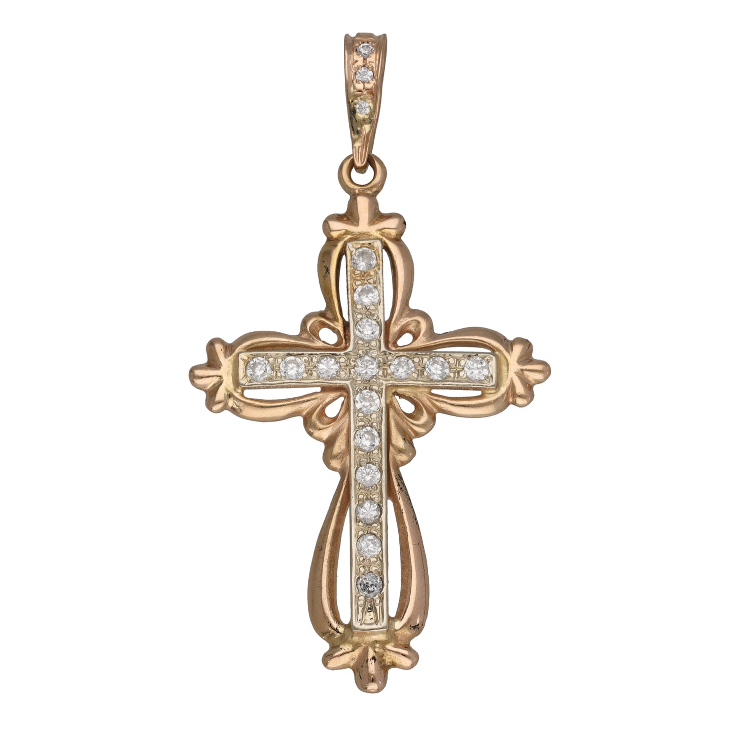 14ct Gold Cubic Zirconia Cross Pendant