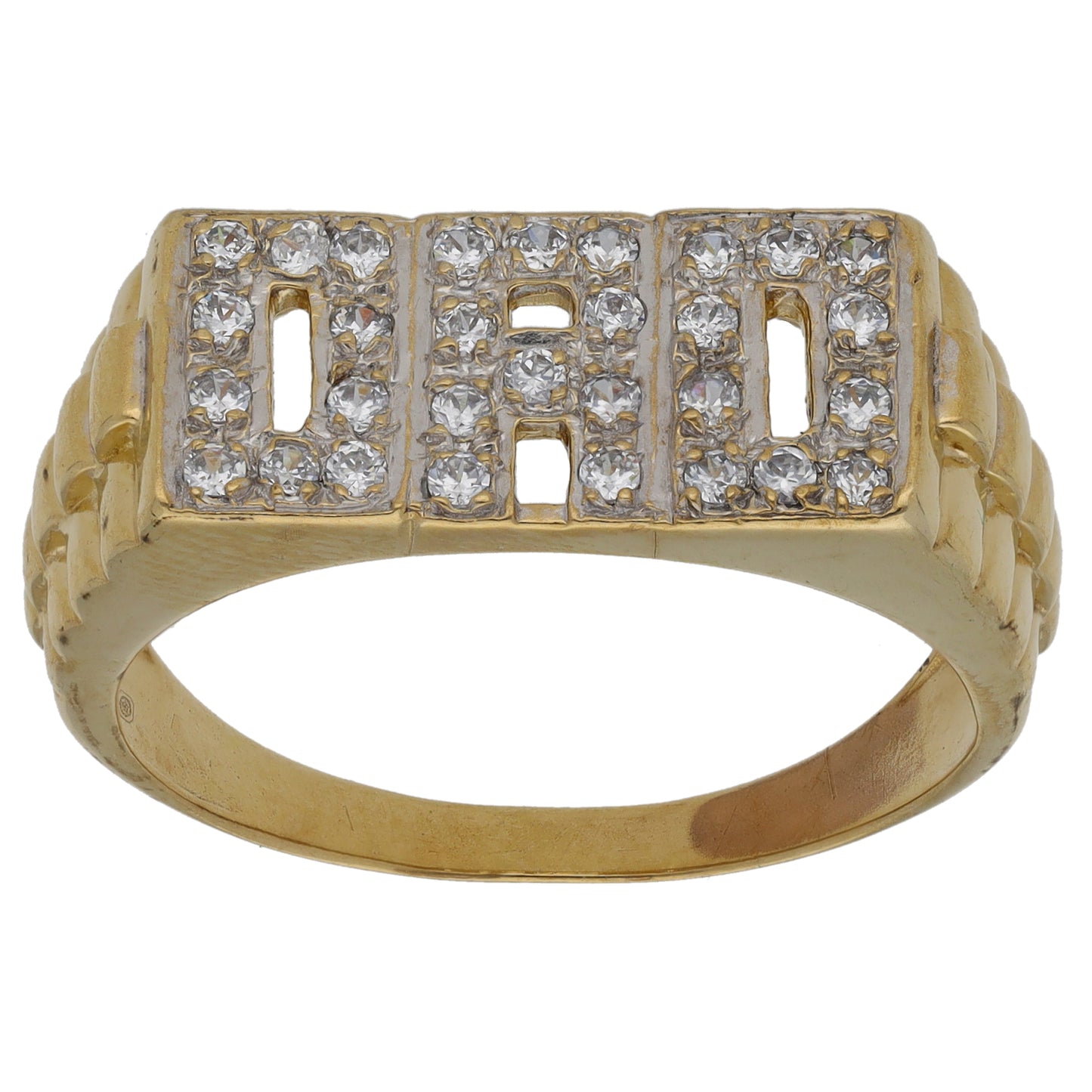 9ct Gold Cubic Zirconia Dad Ring Size Y