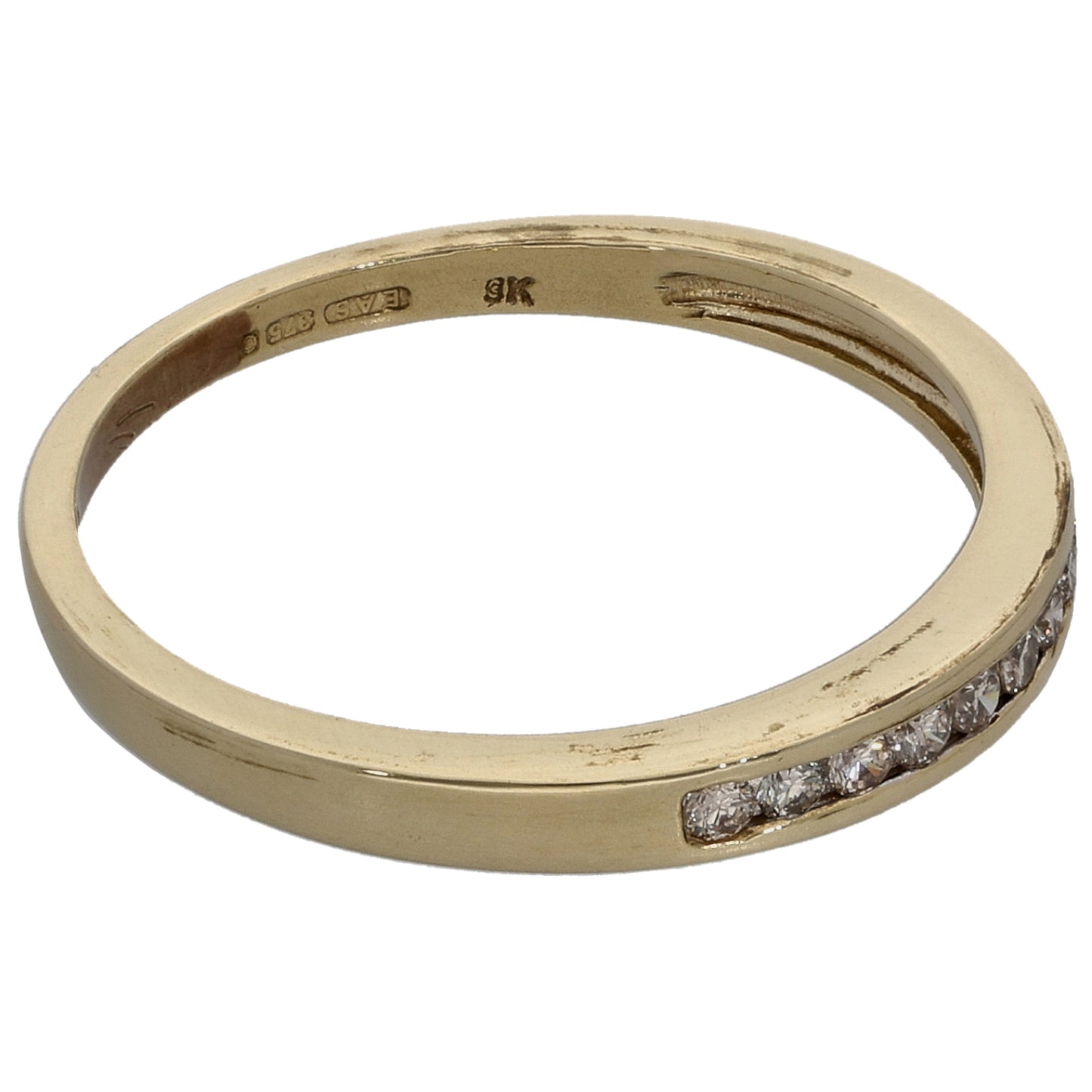 9ct Gold 0.10ct Diamond Half Eternity Ring Size M