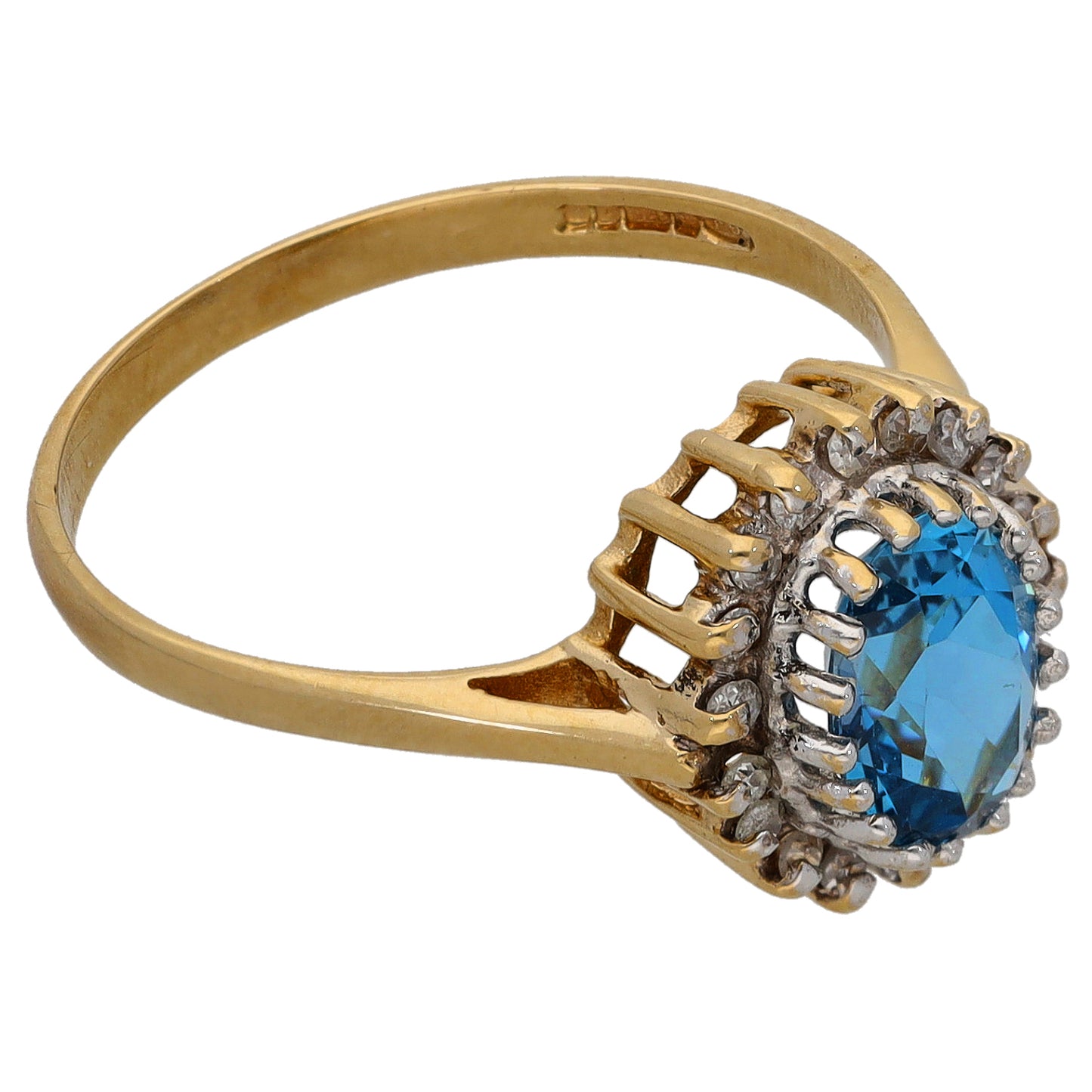 9ct Gold 0.20ct Diamond & Topaz Dress/Cocktail Ring Size Q