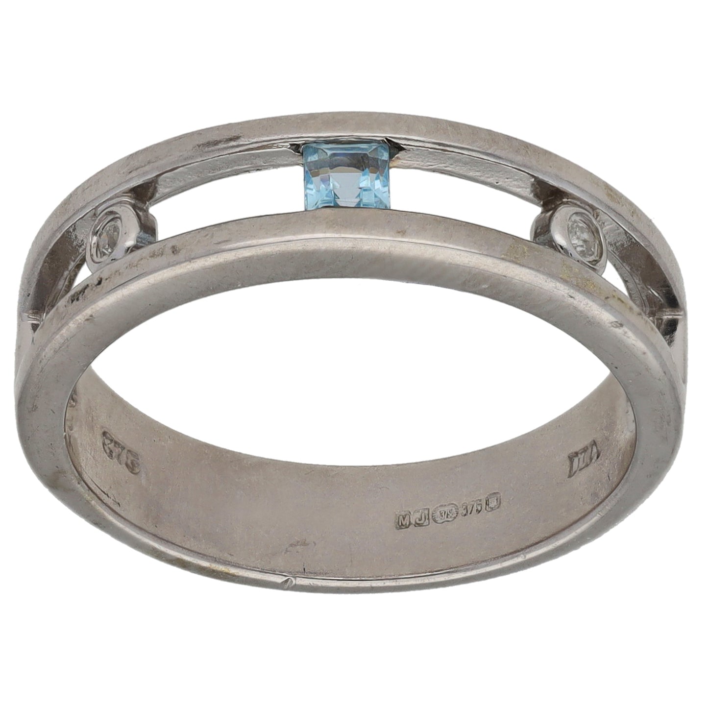 9ct Gold 0.02ct Diamond & Topaz Trilogy Ring Size L