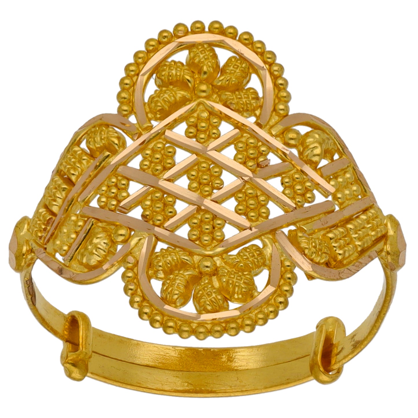 New 22ct Gold Patterned Shield Ring Size Adjustable