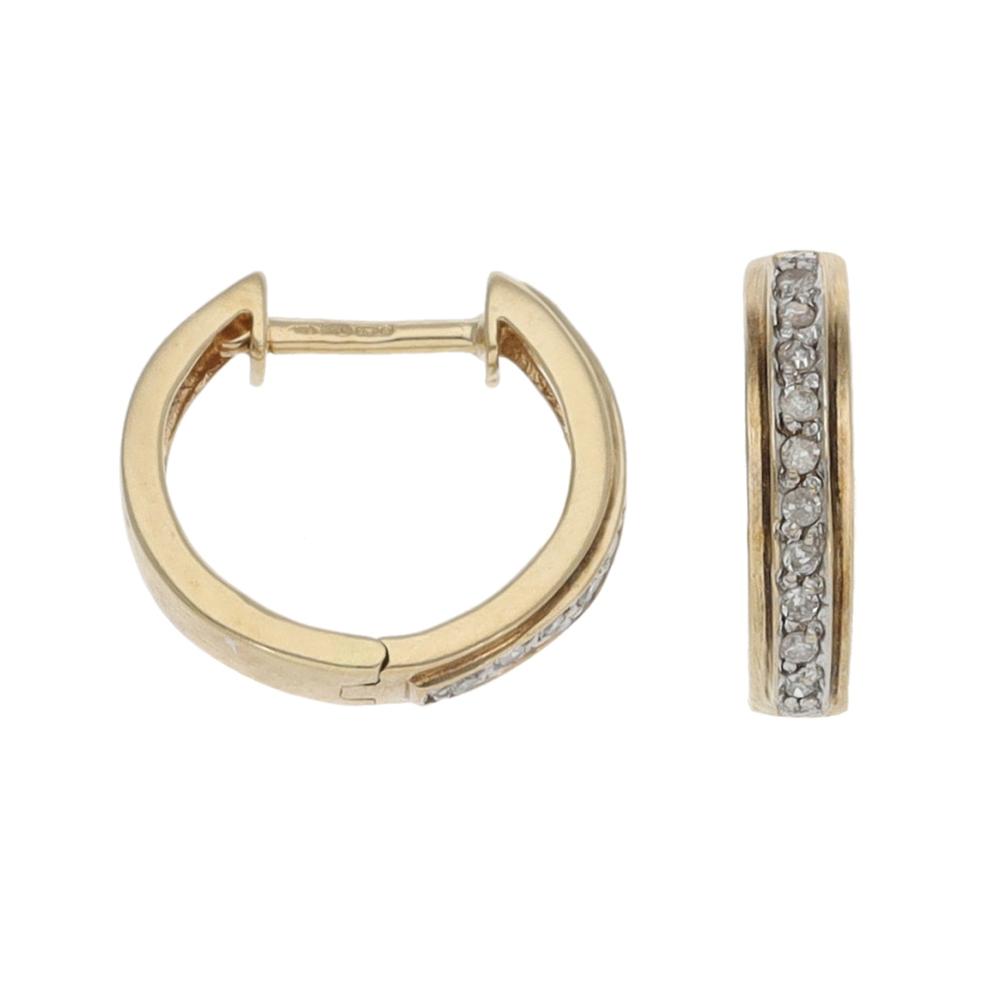 9ct Gold 0.10ct Diamond Hoop Earrings