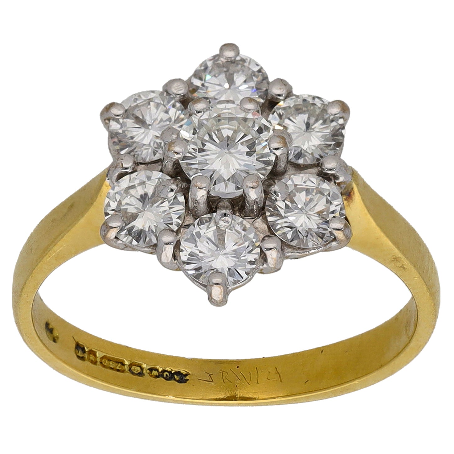 18ct Gold 1.15ct Diamond Cluster Ring Size M
