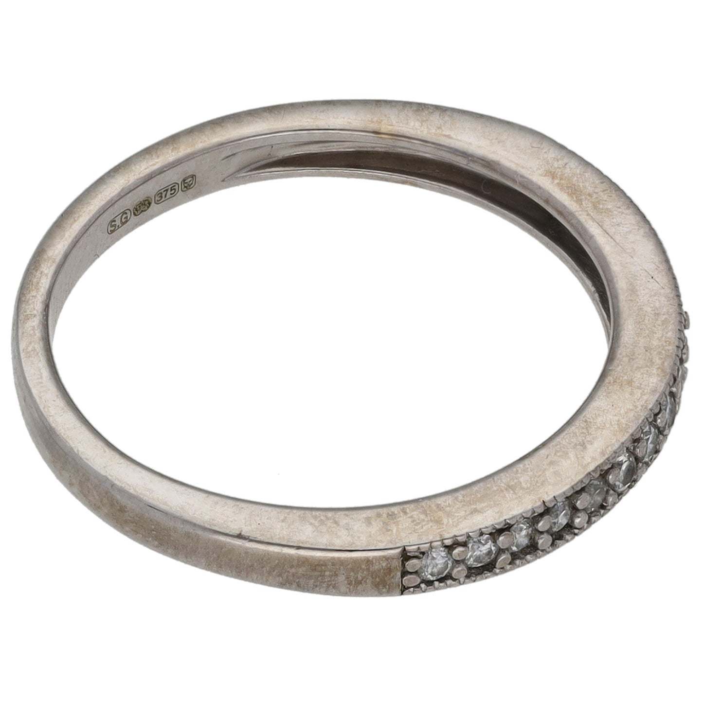 9ct White Gold 0.115ct Diamond Half Eternity Ring Size L