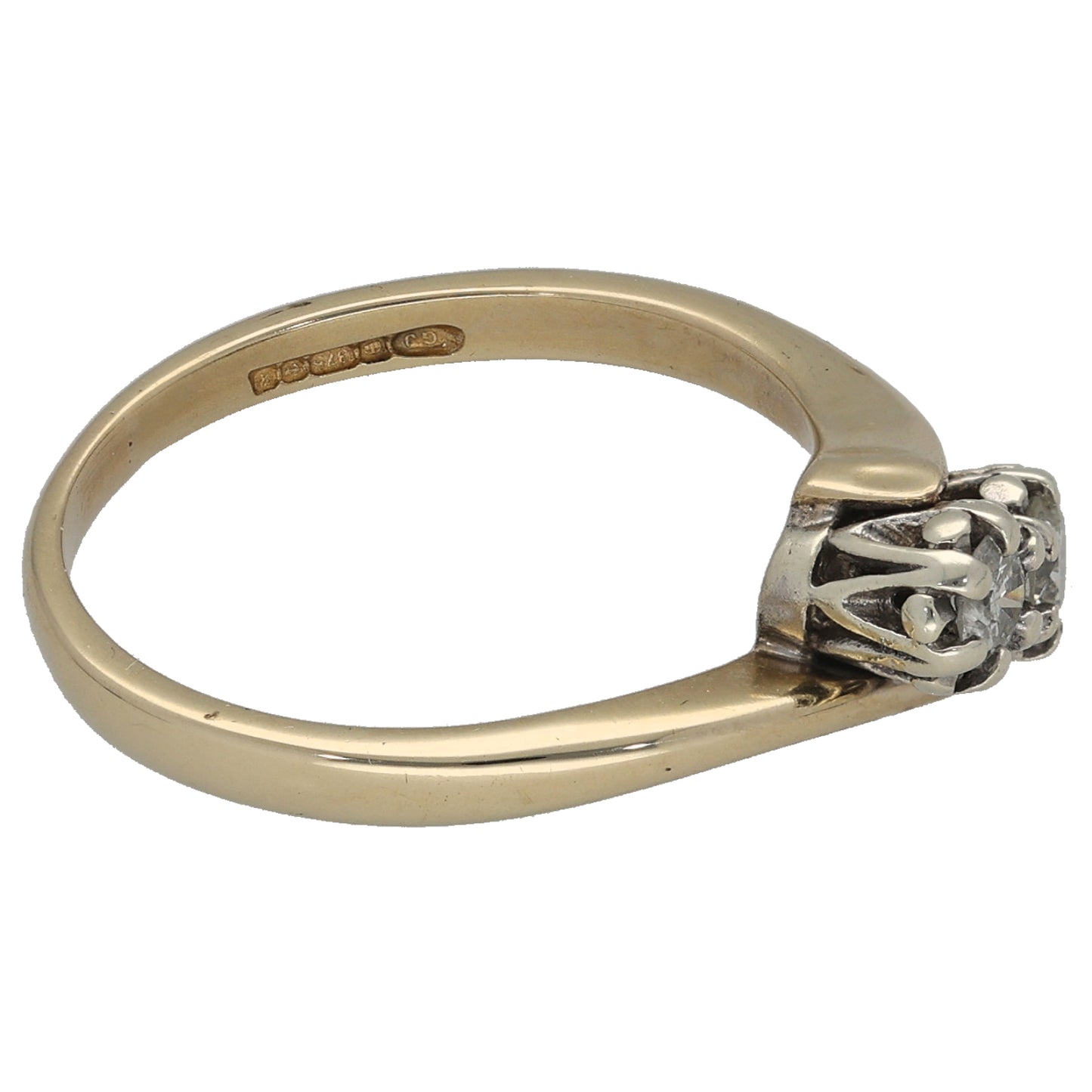 9ct Gold 0.20ct Diamond Two Stone Ring Size M