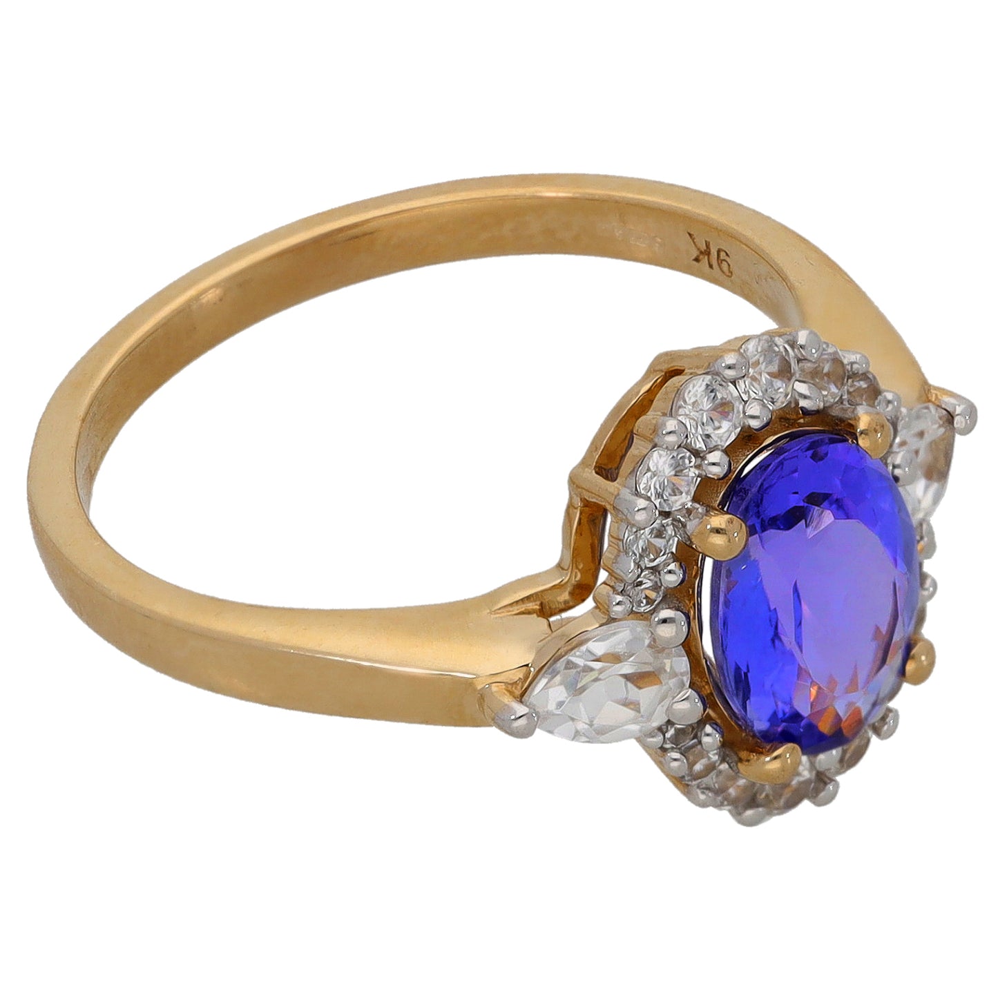 9ct Gold Tanzanite & Imitation Gems Dress/Cocktail Ring Size N