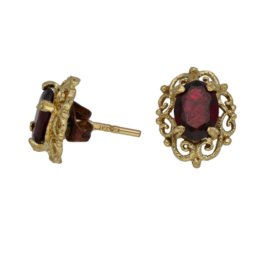 9ct Gold Garnet Stud Earrings
