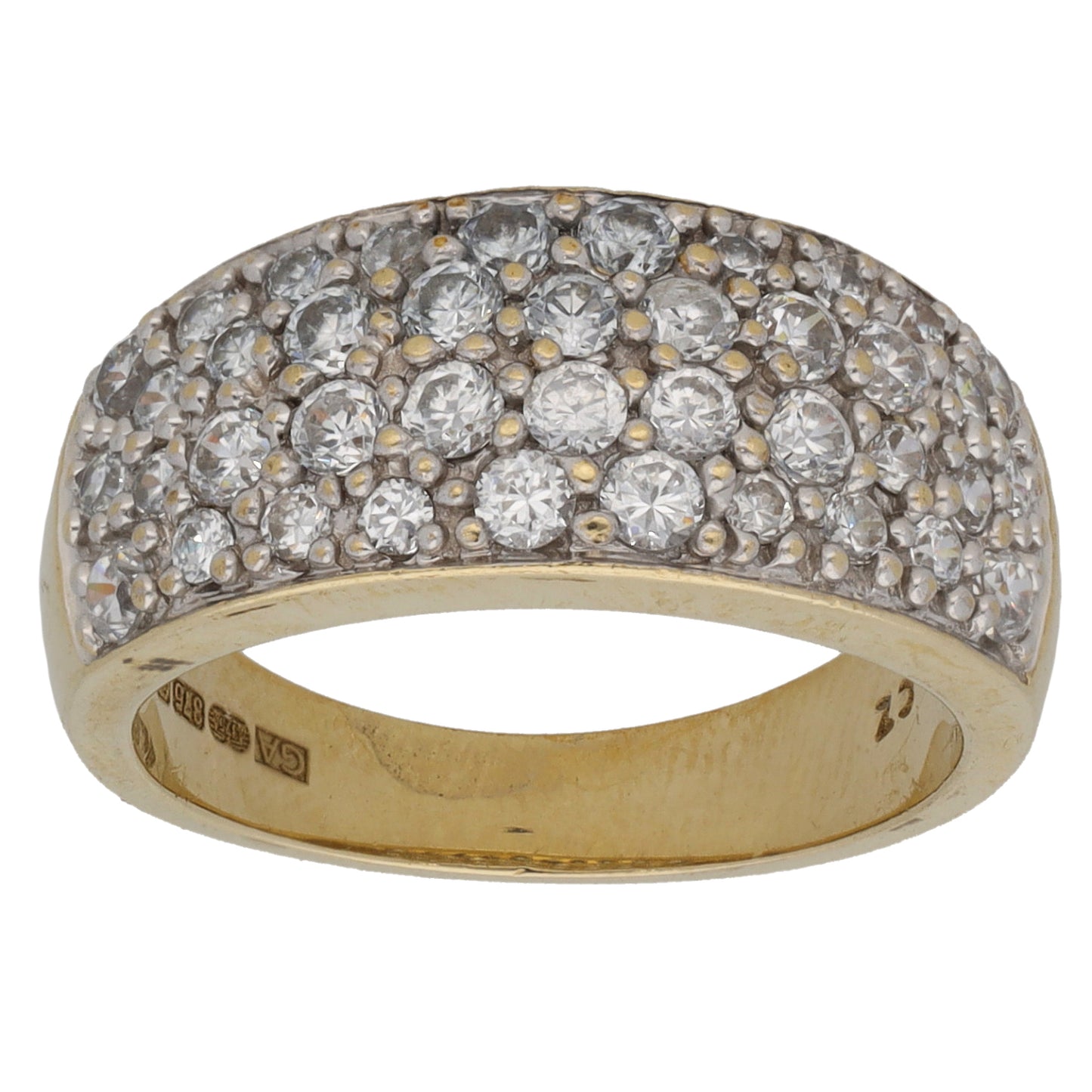 9ct Gold Cubic Zirconia Dress/Cocktail Ring Size L