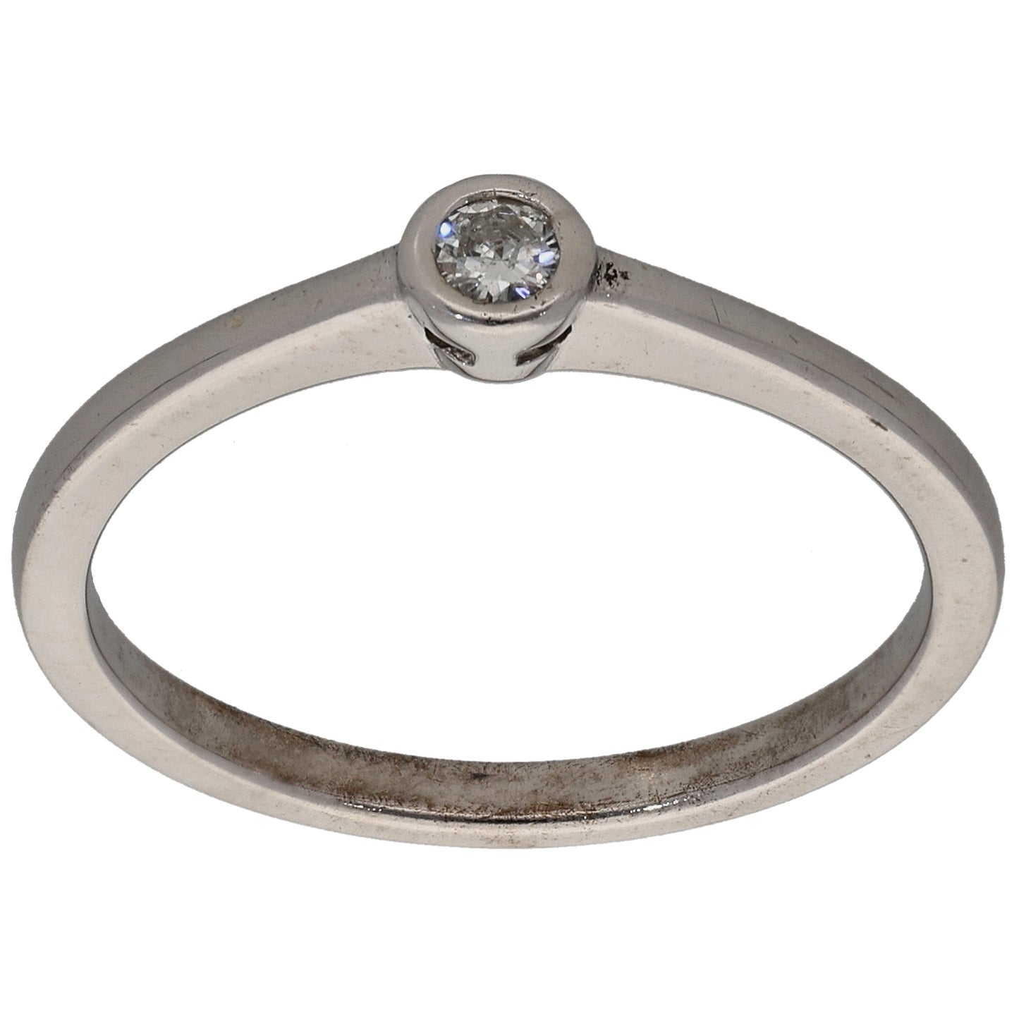9ct White Gold 0.07ct Round Diamond Solitaire Ring Size O