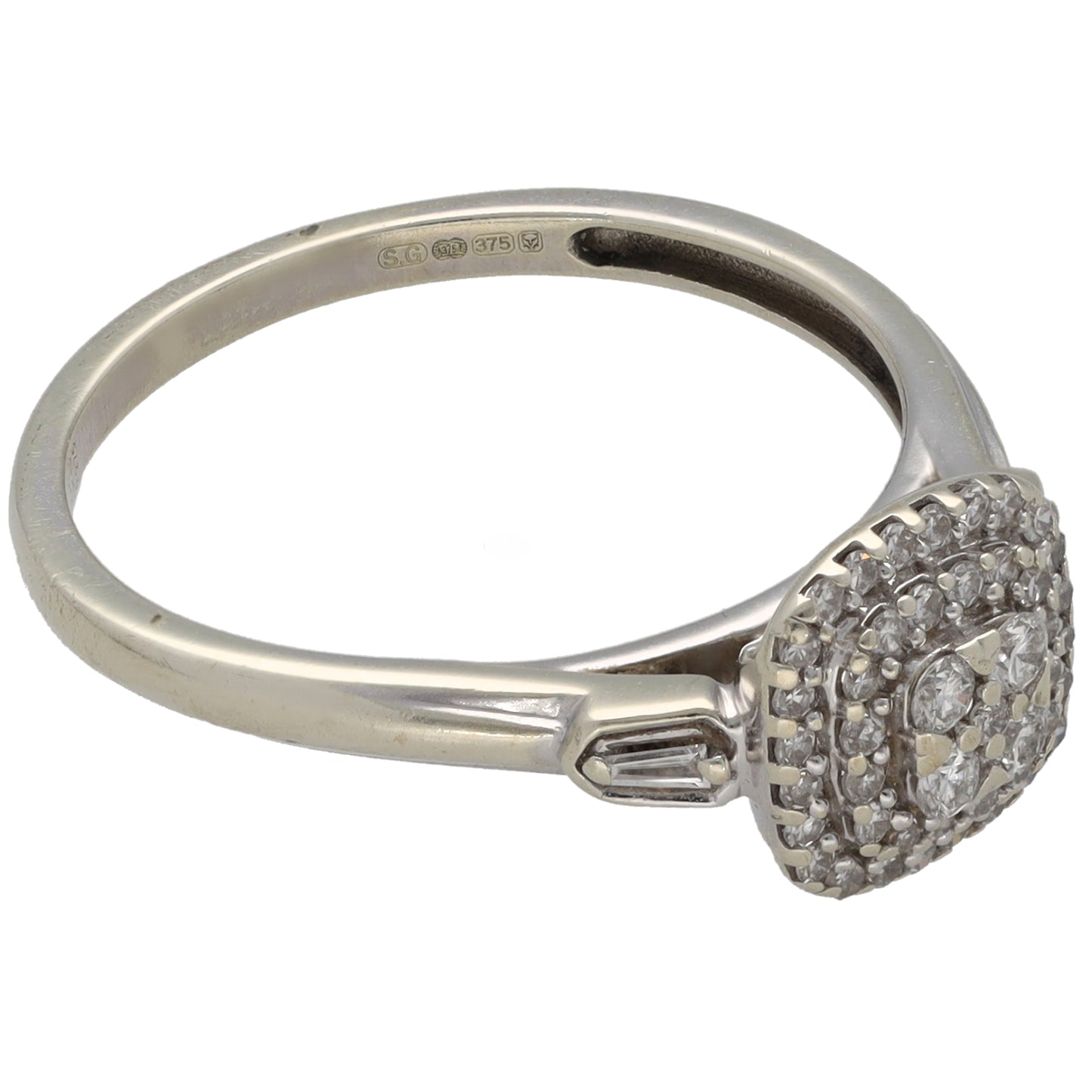 9ct White Gold 0.275ct Diamond Dress/Cocktail Ring Size N