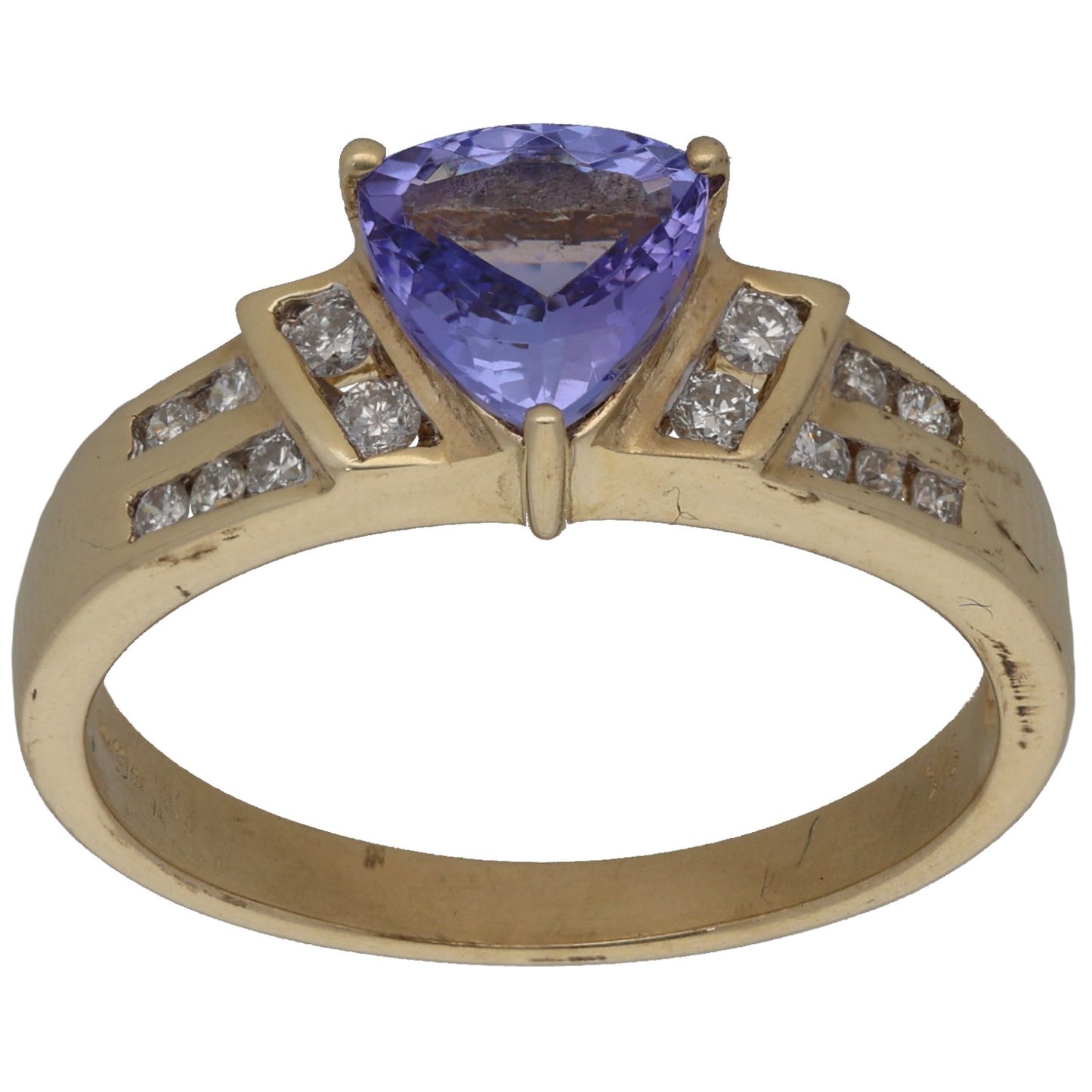 9ct Gold Tanzanite & 0.18ct Diamond Dress/Cocktail Ring Size O