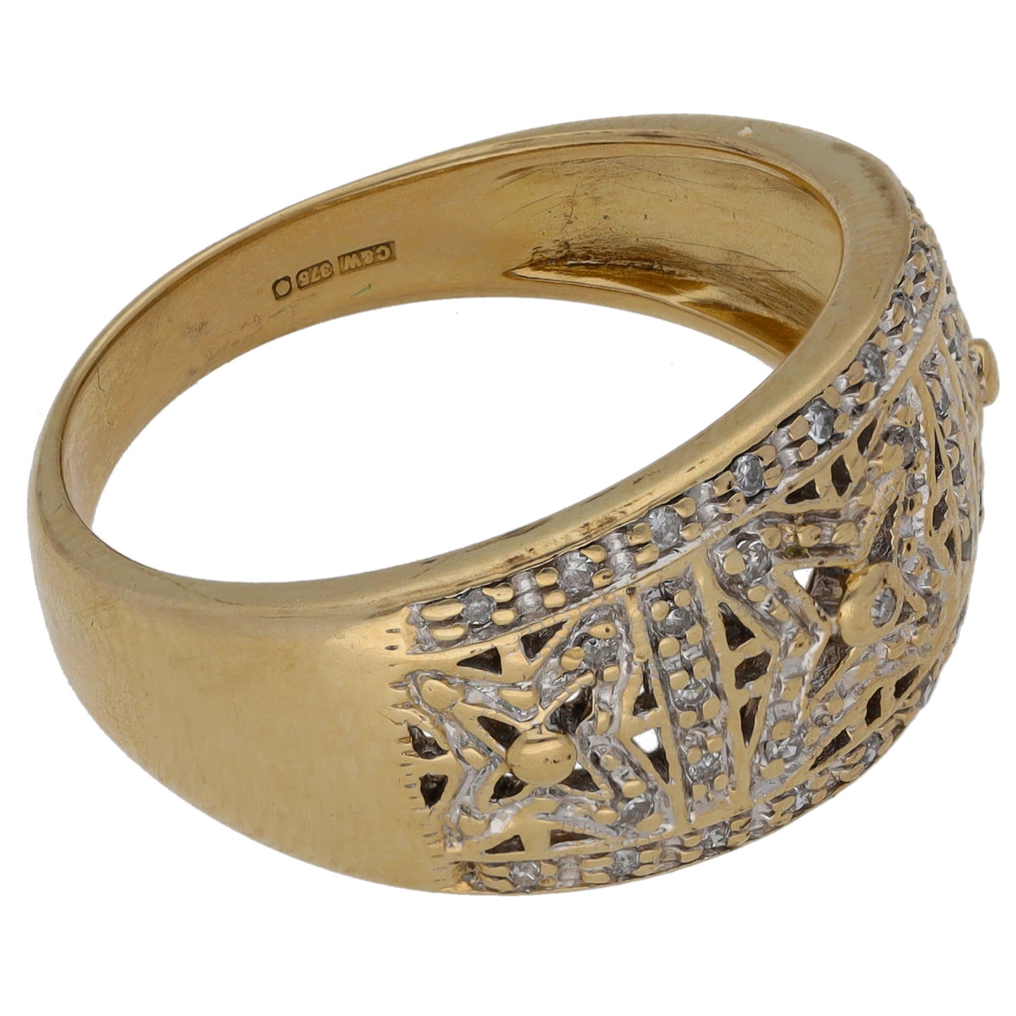 9ct Gold 0.17ct Diamond Dress/Cocktail Ring Size T