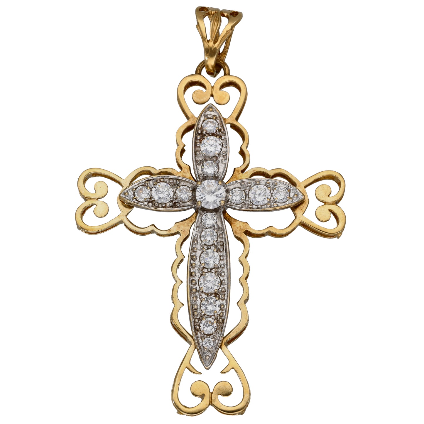 9ct Gold Cubic Zirconia Cross Pendant