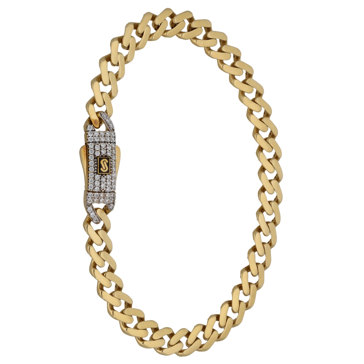 14ct Gold Cubic Zirconia Curb Bracelet