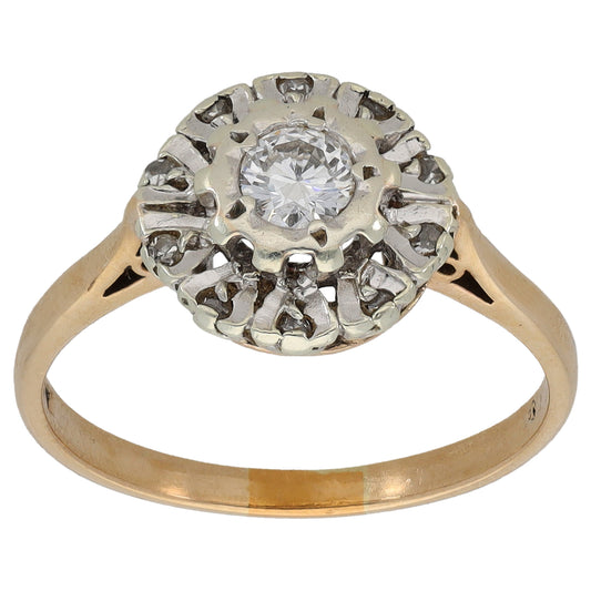 9ct Gold 0.25ct Diamond Cluster Ring Size P