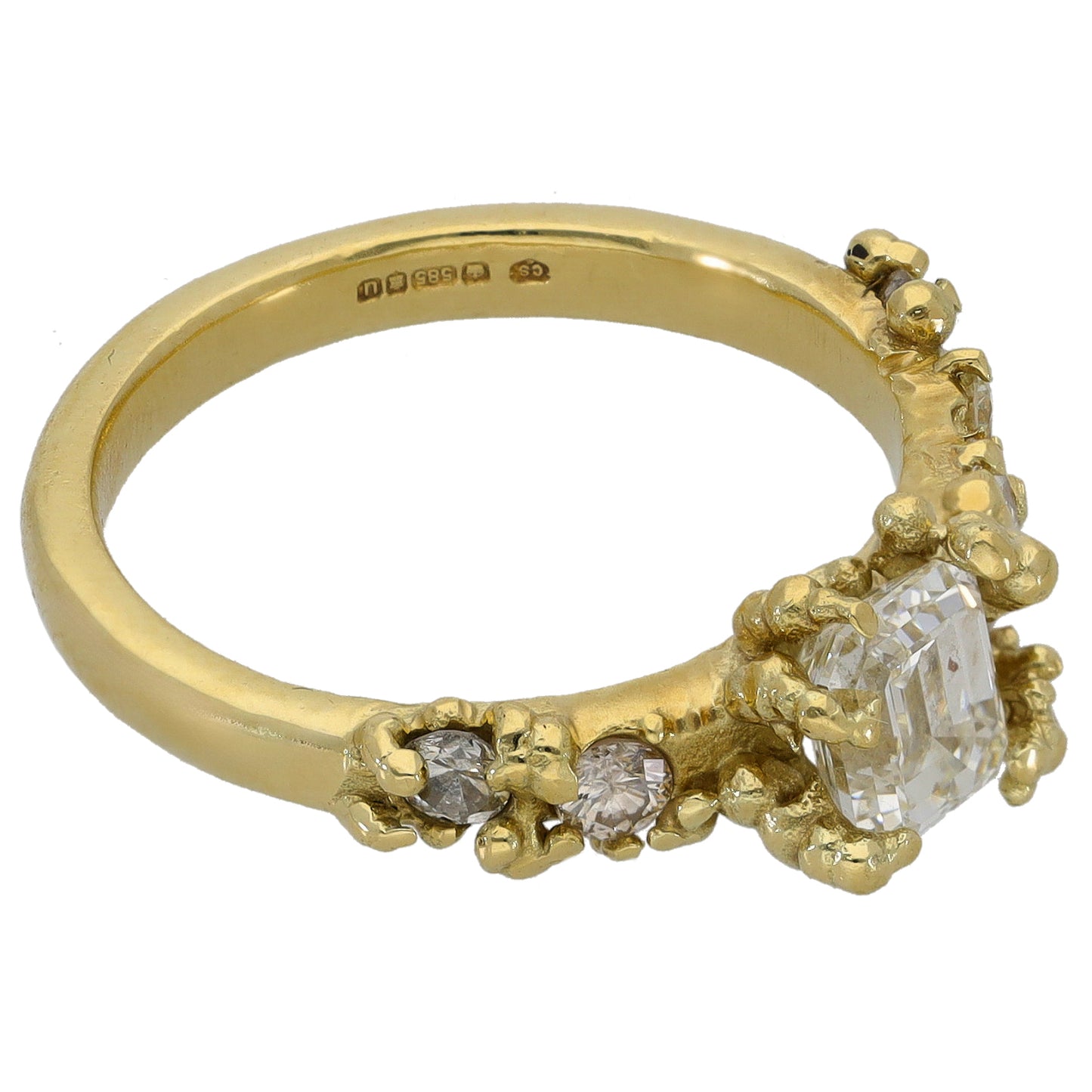 14ct Gold 1.80ct Diamond Solitaire Ring With Accent Stones Size P