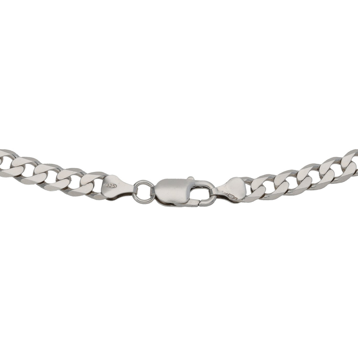 Sterling silver curb chain hook clasp with polished linked chain