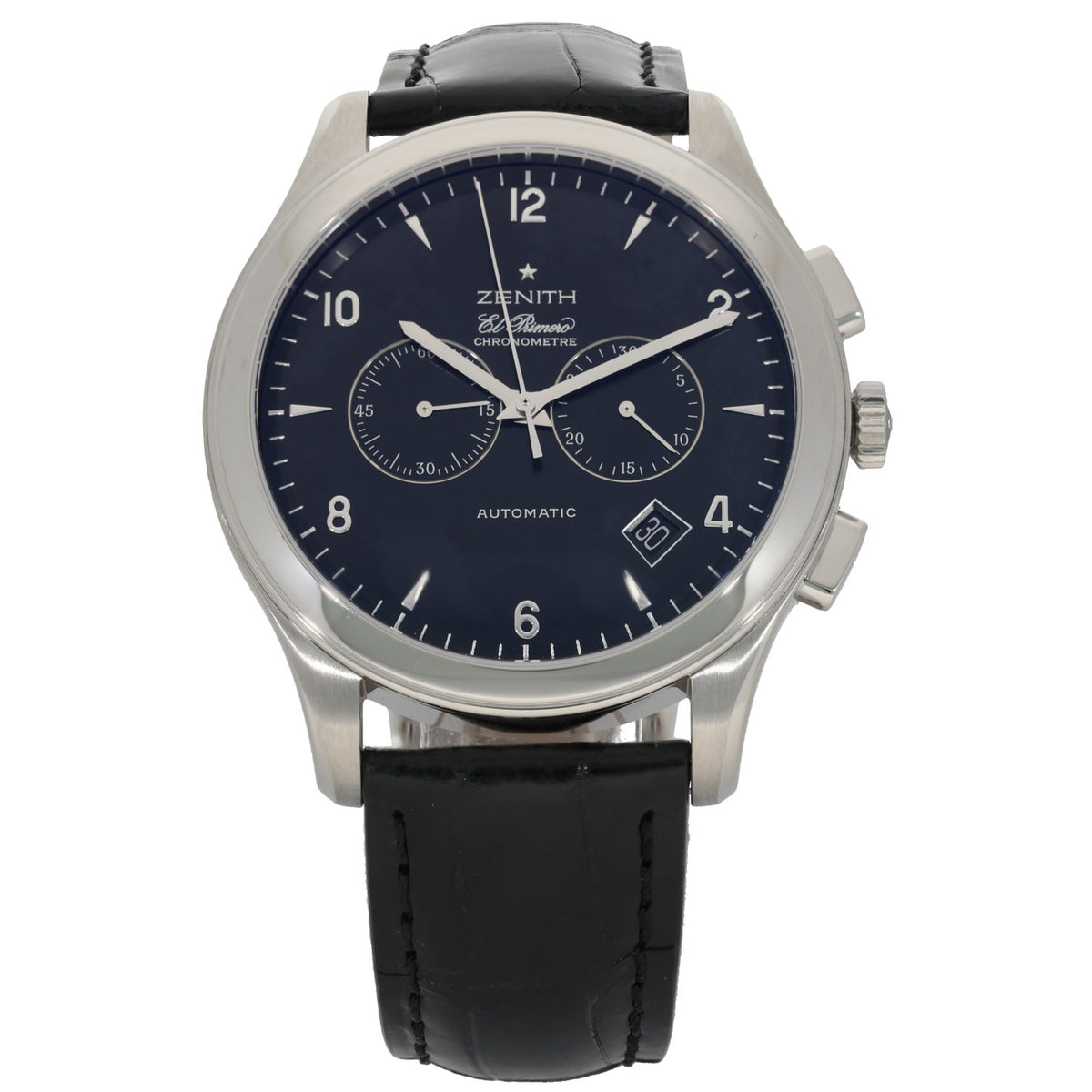 Zenith El Primero 03.0520.4002, black dial with additional sub dials, in stainless steel case