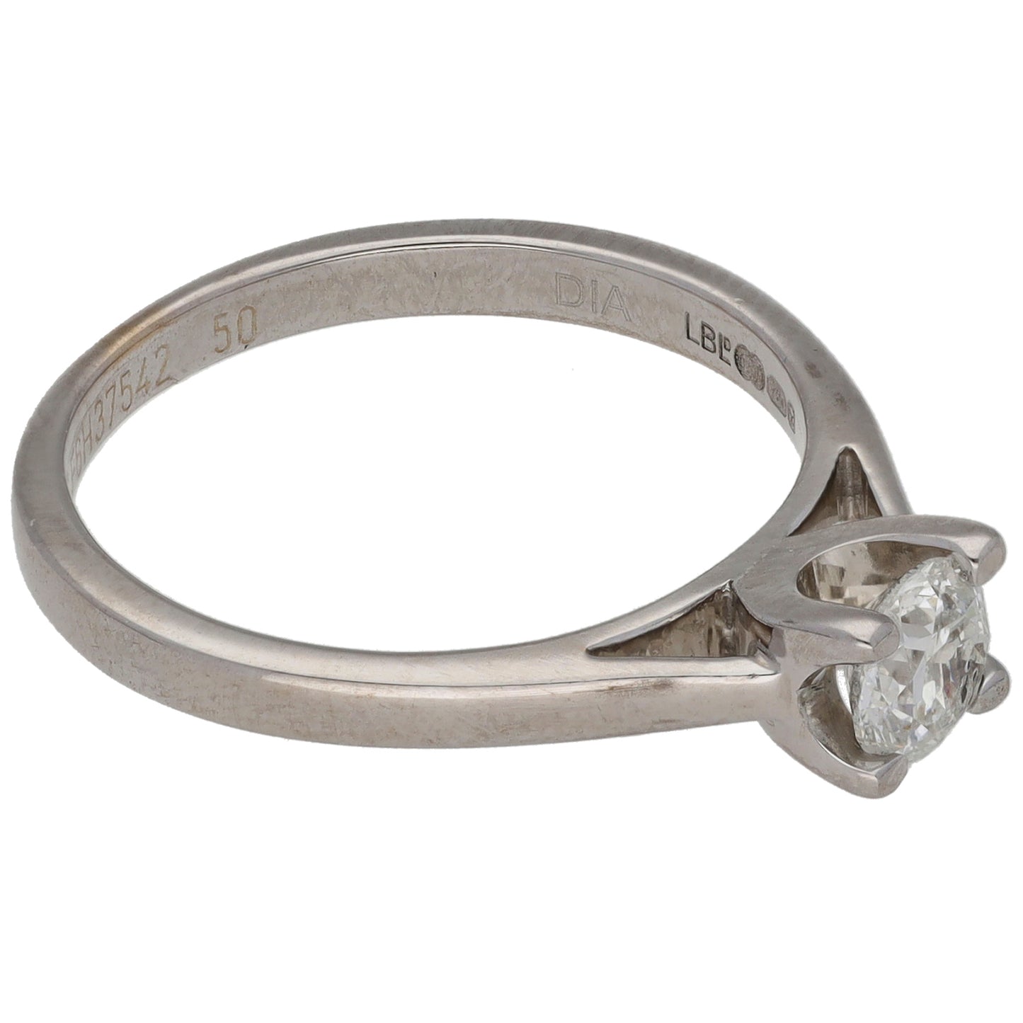 18ct White Gold 0.50ct Diamond Solitaire Ring Size M
