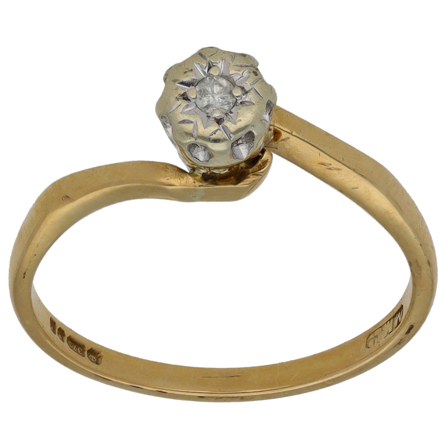 9ct Bicolour Gold 0.03ct Diamond Solitaire Ring Size N