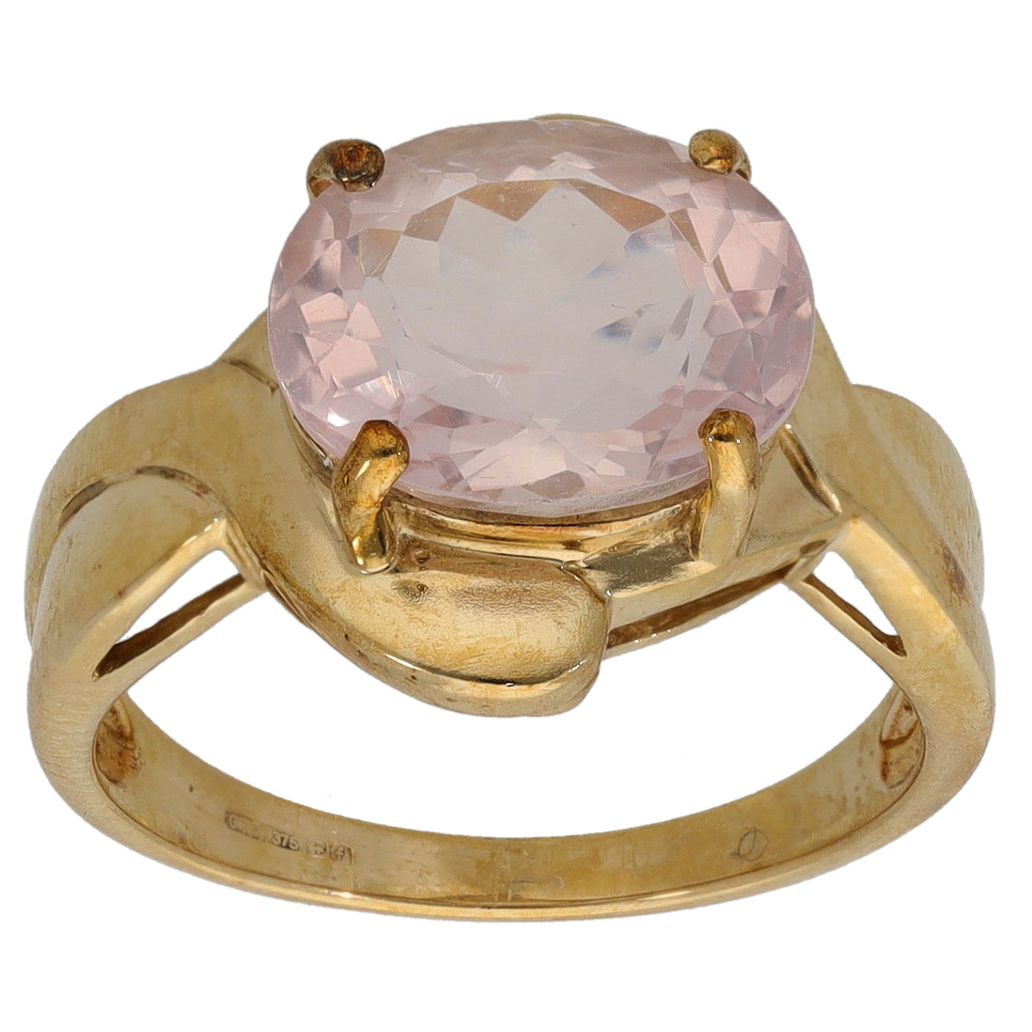 9ct Gold Rose Quartz Single Stone Ring Size N