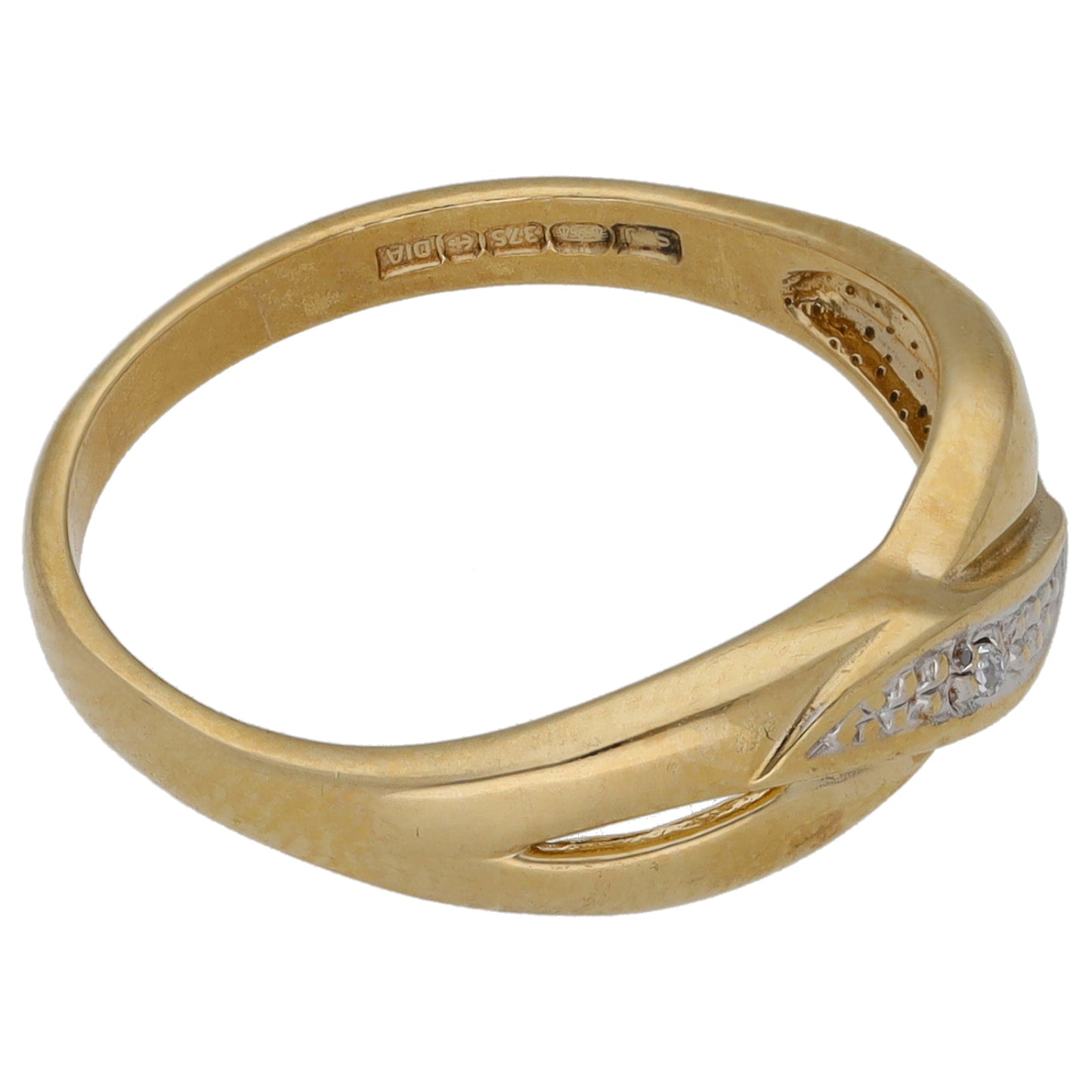 9ct Gold 0.005ct Diamond Alternative Ring Size L