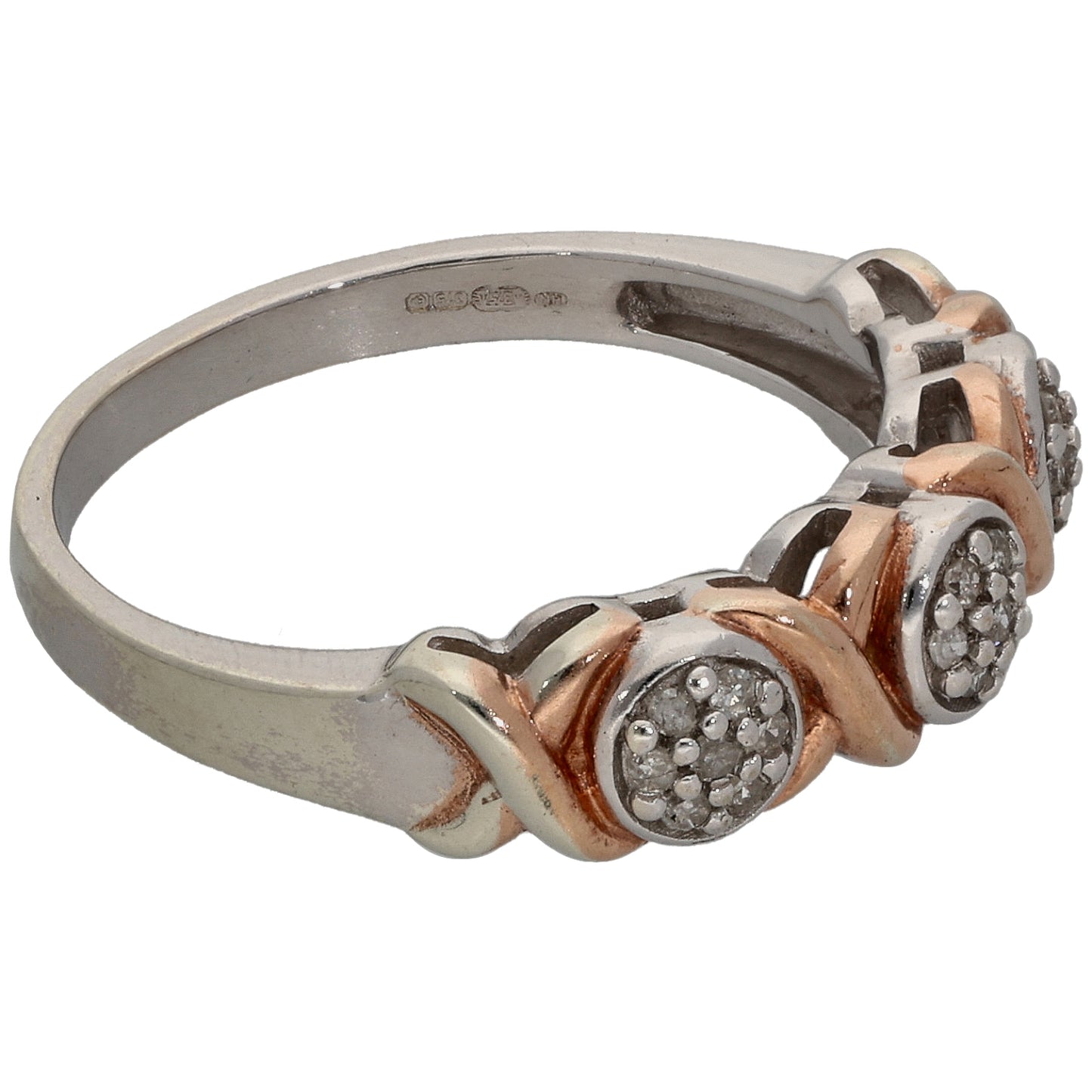 9ct White Gold 0.105ct Diamond Dress/Cocktail Ring Size K