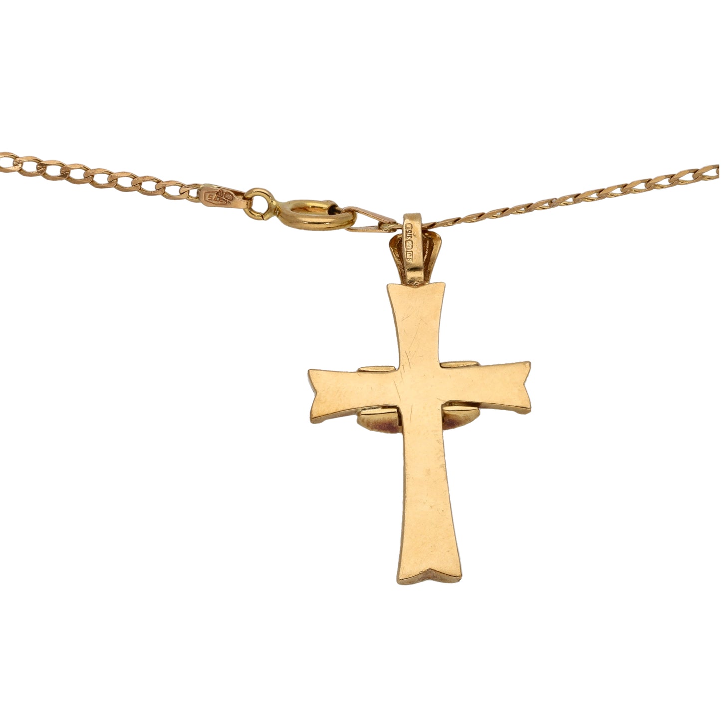 9ct Gold Amethyst & Cubic Zirconia Cross Pendant With Chain