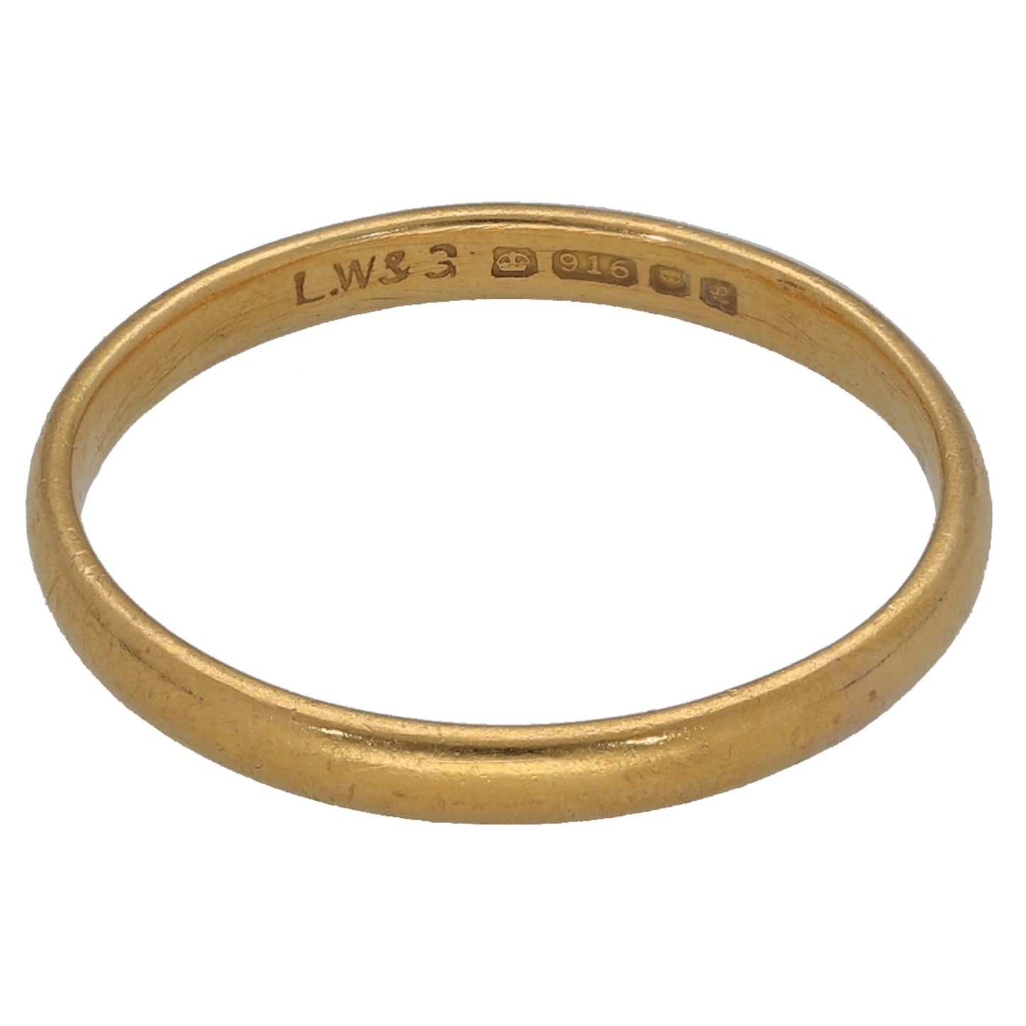 22ct Gold Plain Wedding Ring Size N