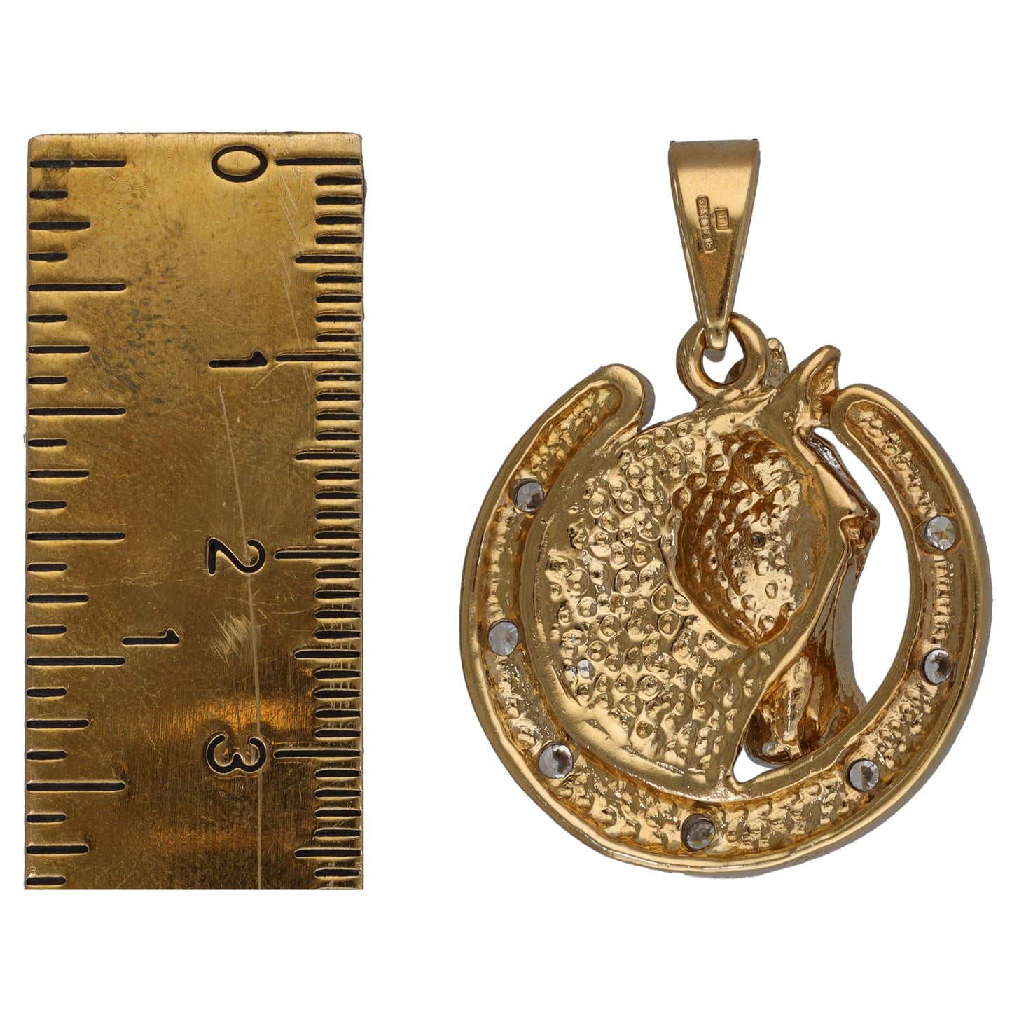 9ct Gold Cubic Zirconia Horse Pendant