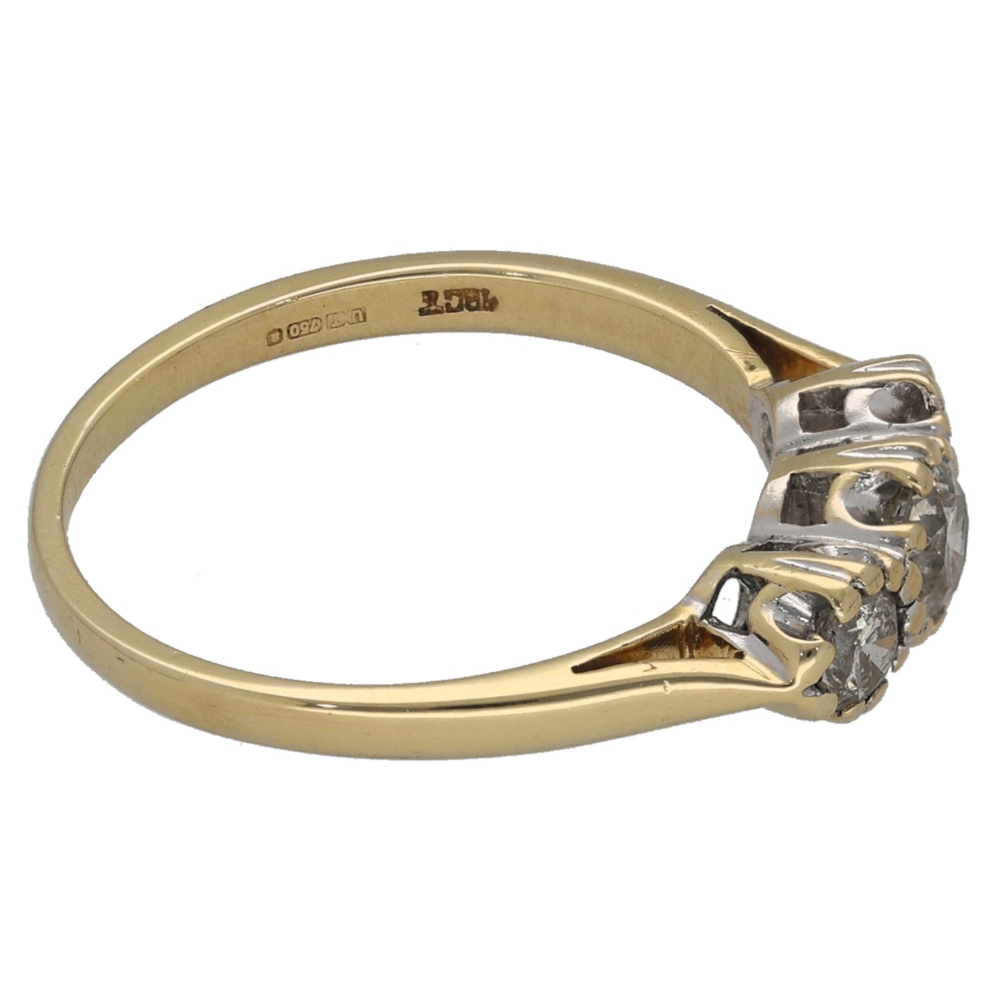 18ct Gold 0.50ct Diamond Trilogy Ring Size L