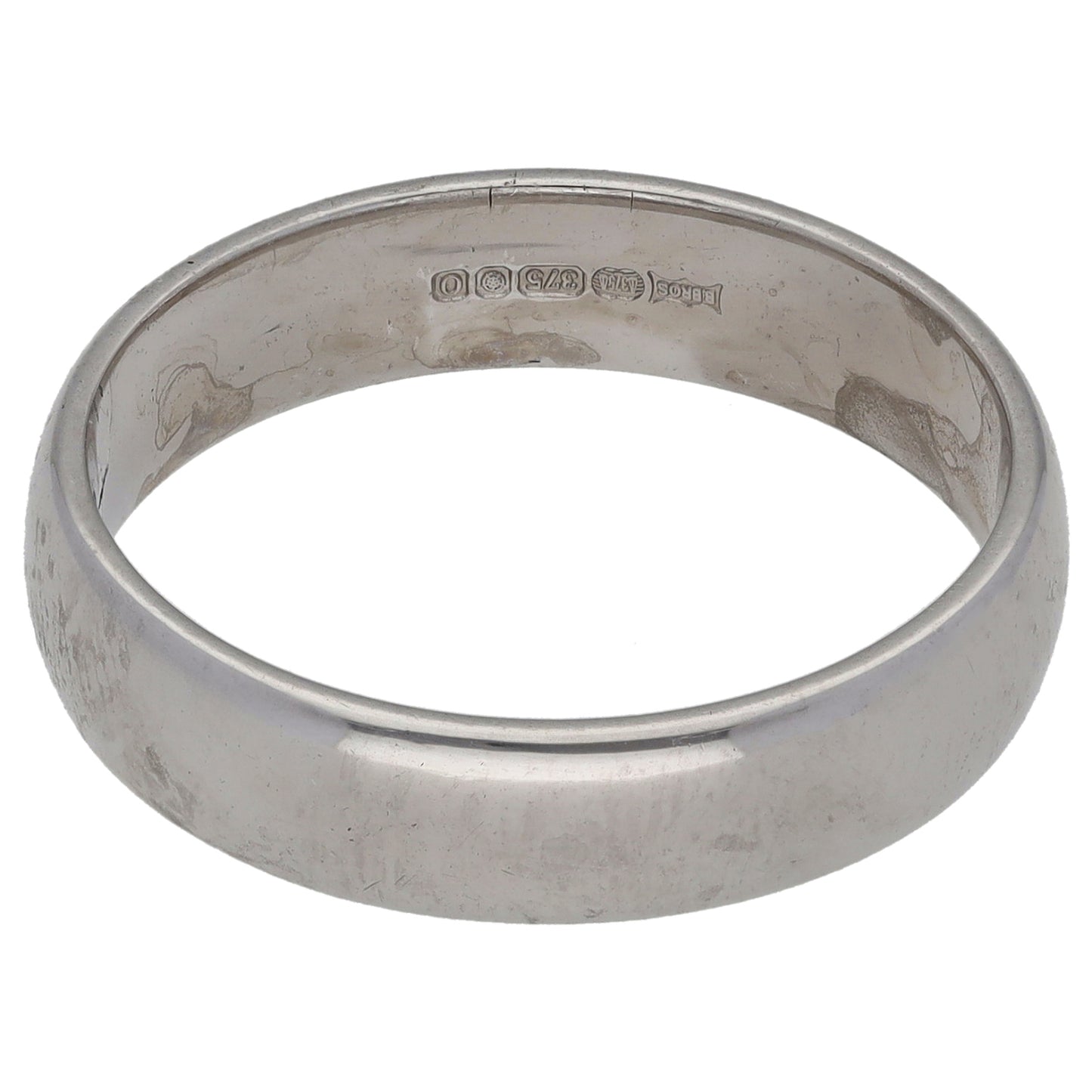 9ct White Gold Plain Wedding Ring Size R
