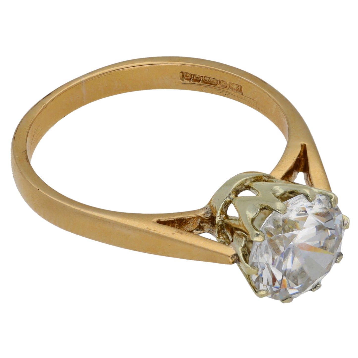 9ct Gold Cubic Zirconia Single Stone Ring Size P