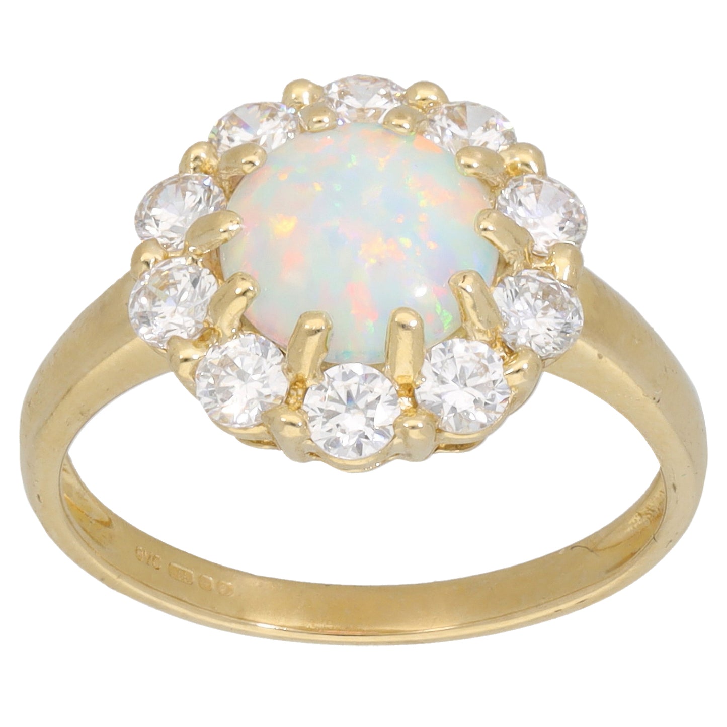 14ct Gold Man Made Opal & Cubic Zirconia Dress/Cocktail Ring Size M