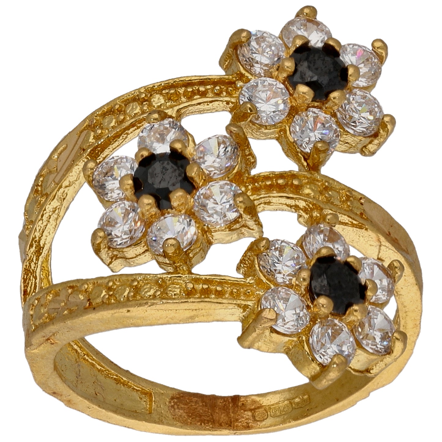 22ct Gold Imitation Gems Dress/Cocktail Ring Size K