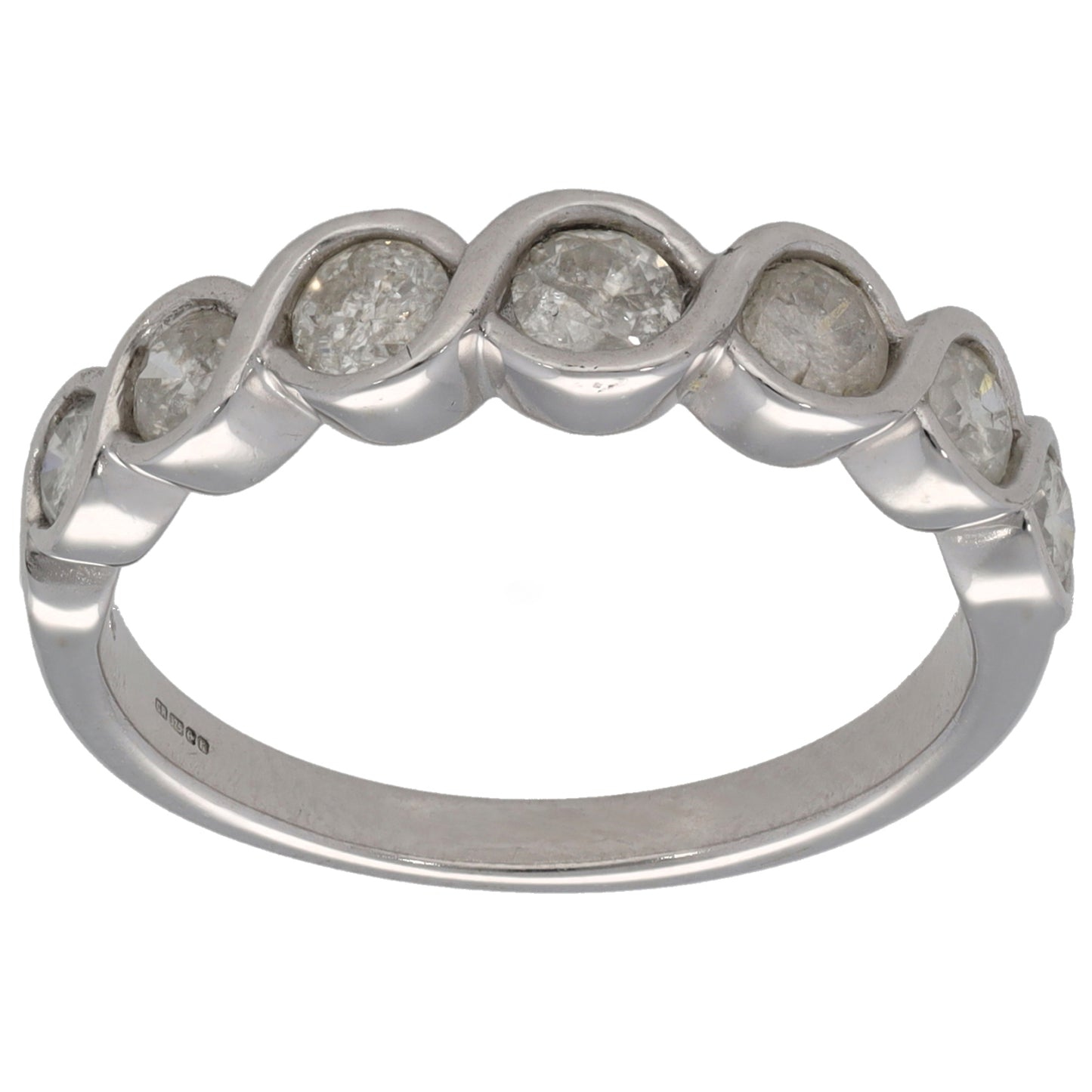 9ct White Gold 1.20ct Diamond Half Eternity Ring Size P