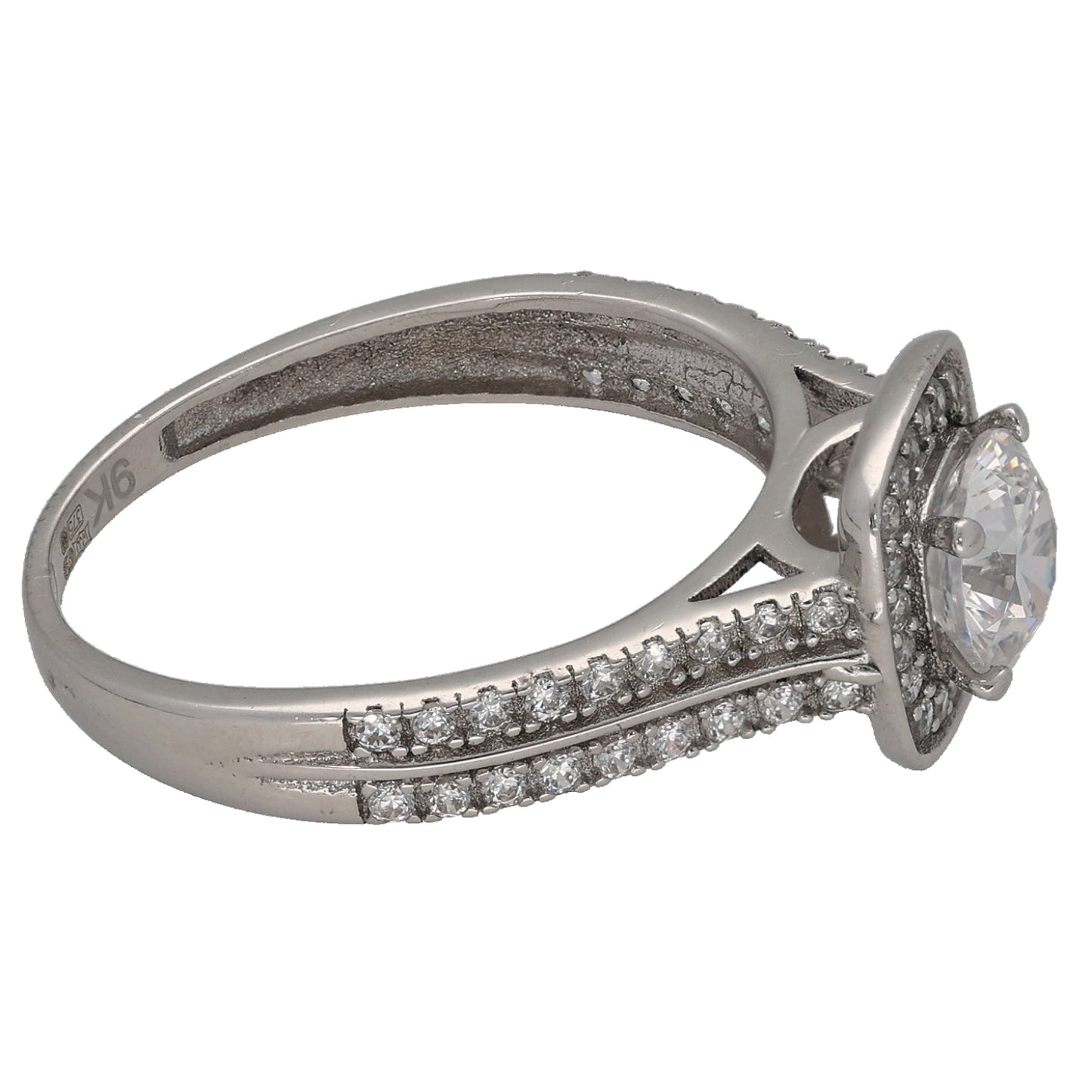 9ct Gold Cubic Zirconia Halo Ring Size N