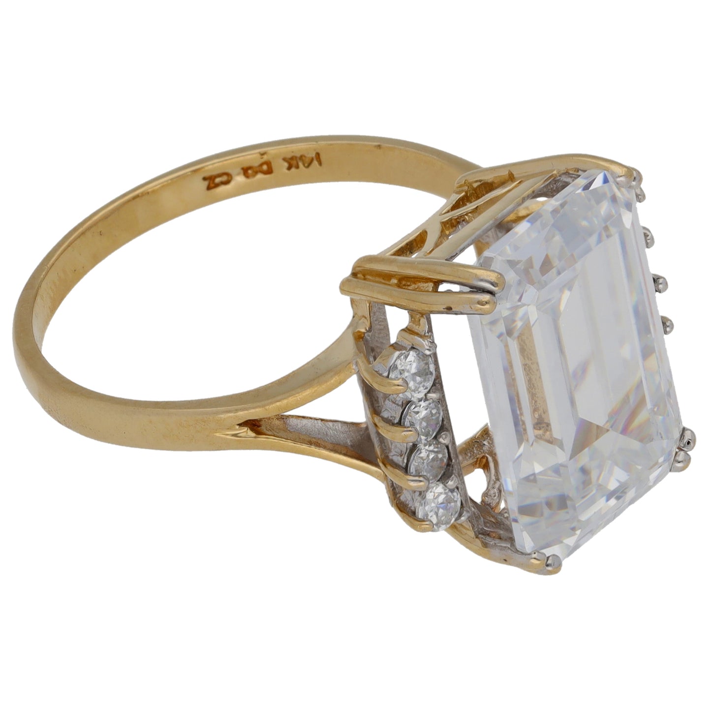 9ct Gold Cubic Zirconia Dress/Cocktail Ring Size R