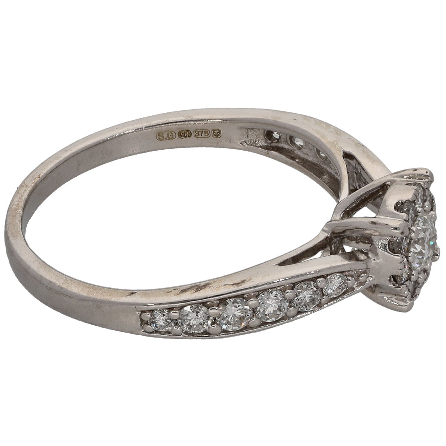 9ct White Gold 0.50ct Diamond Cluster Ring Size L