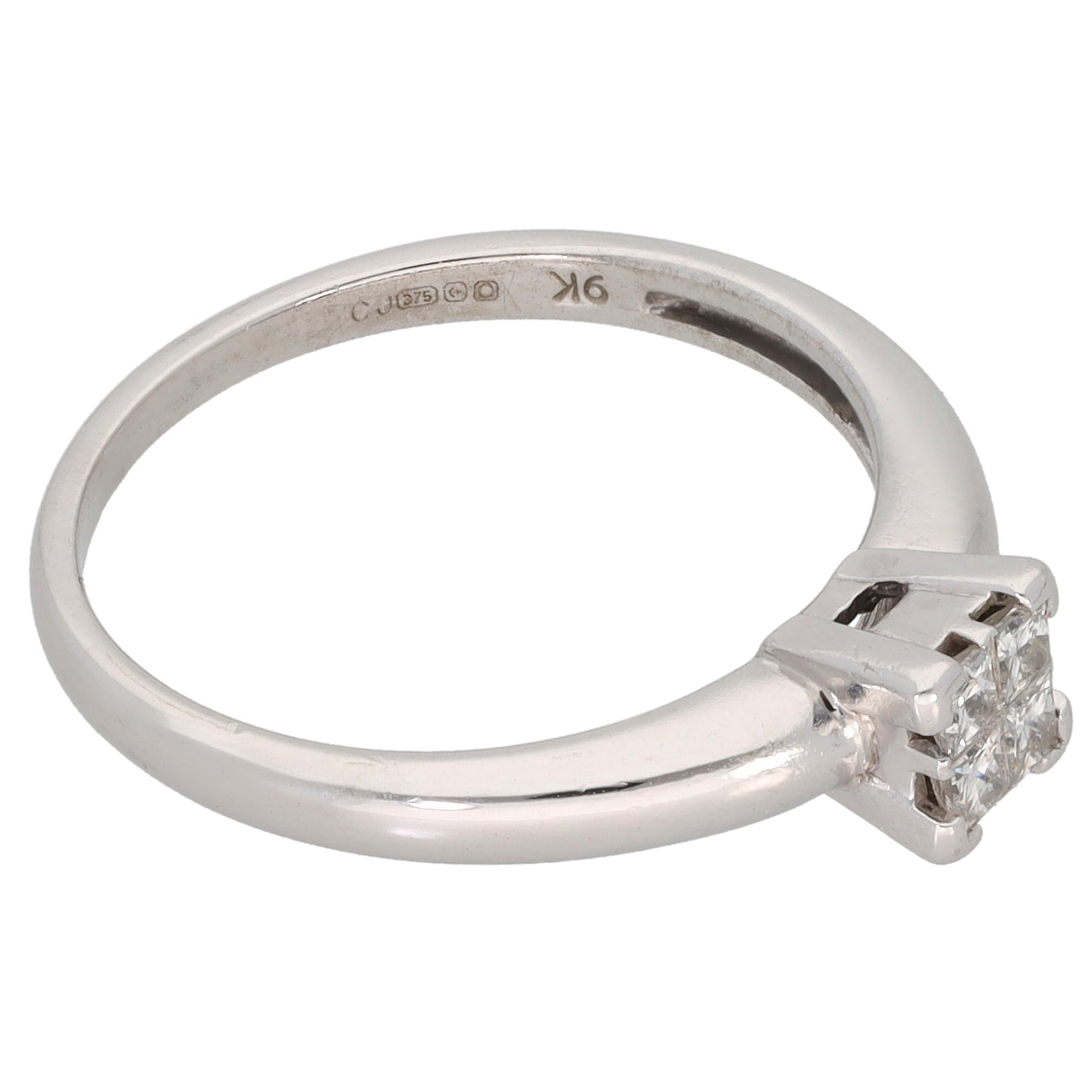 9ct White Gold 0.20ct Diamond Cluster Ring Size N