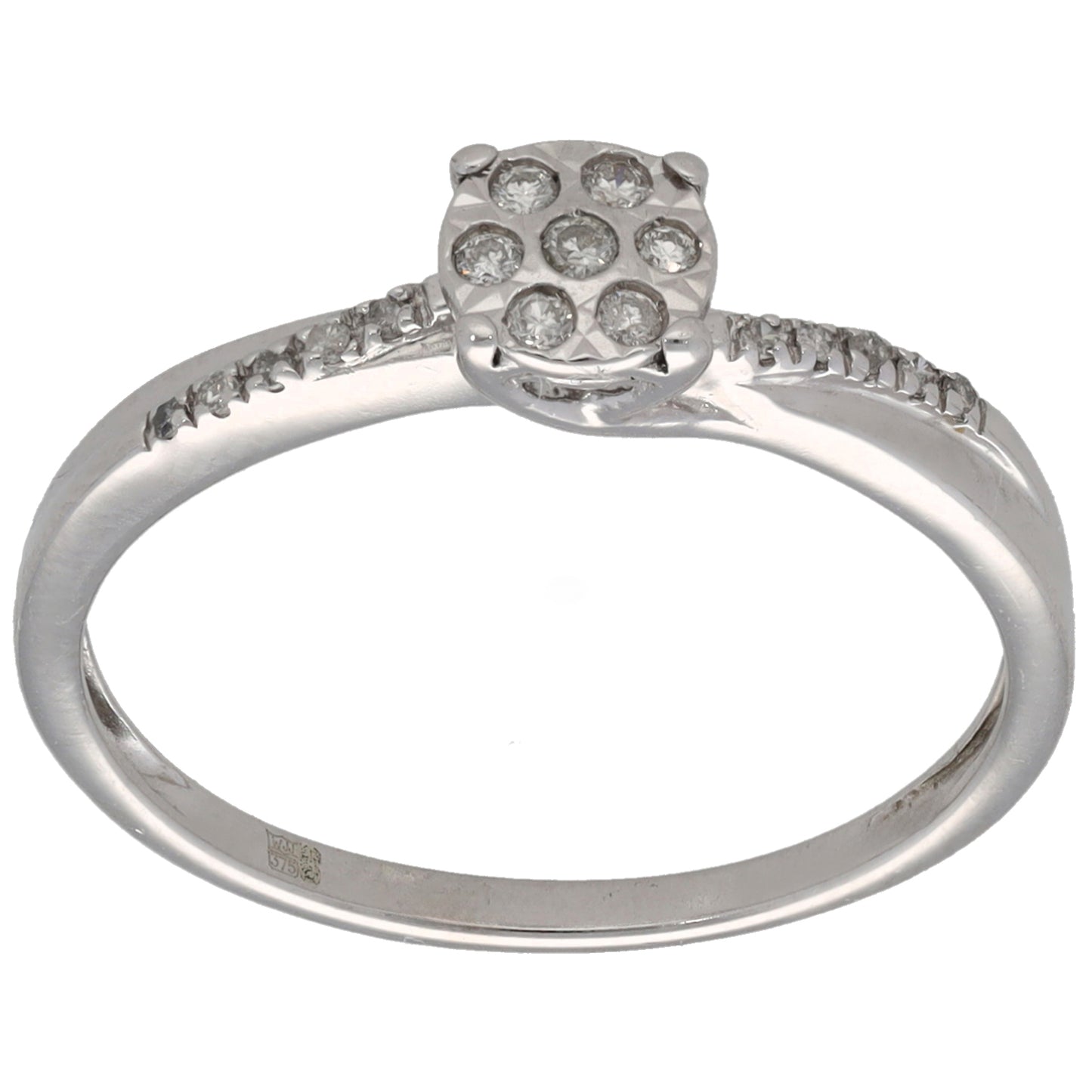 9ct White Gold 0.10ct Diamond Dress/Cocktail Ring Size O