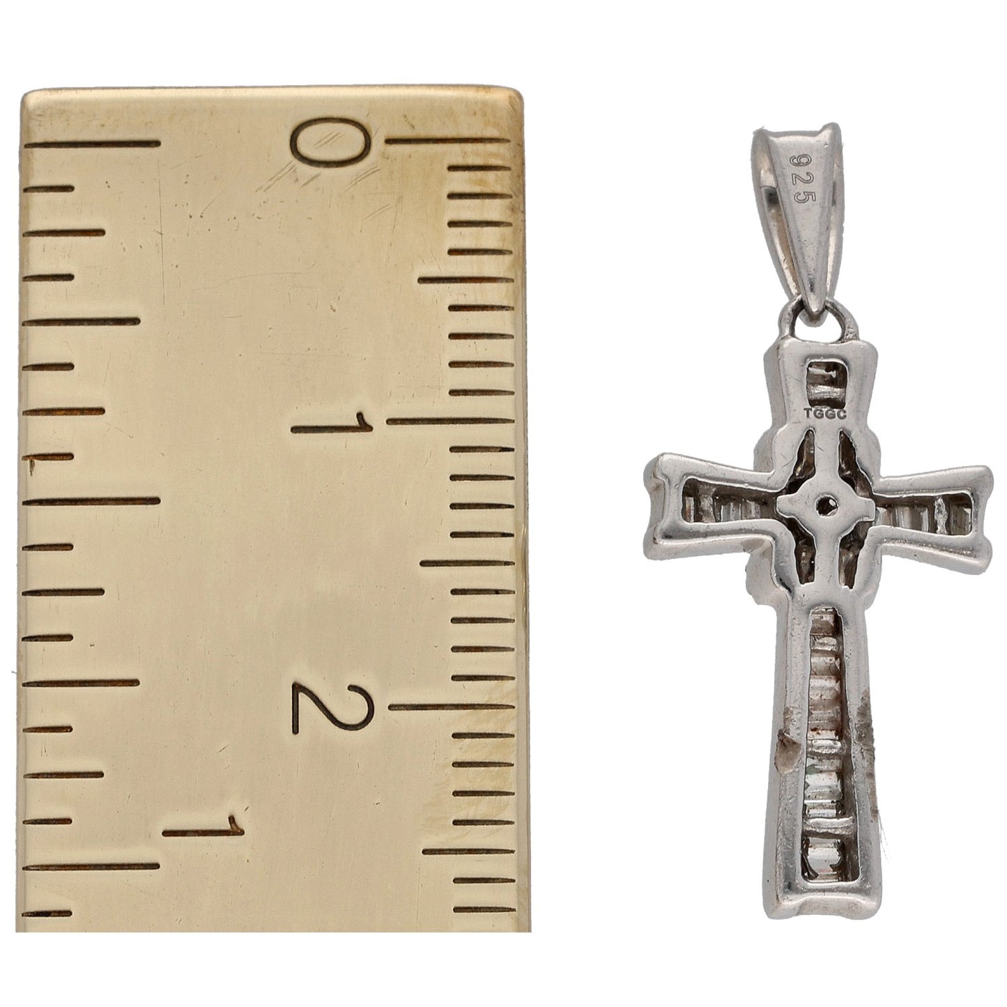 Sterling Silver 0.665ct Diamond Cross Pendant